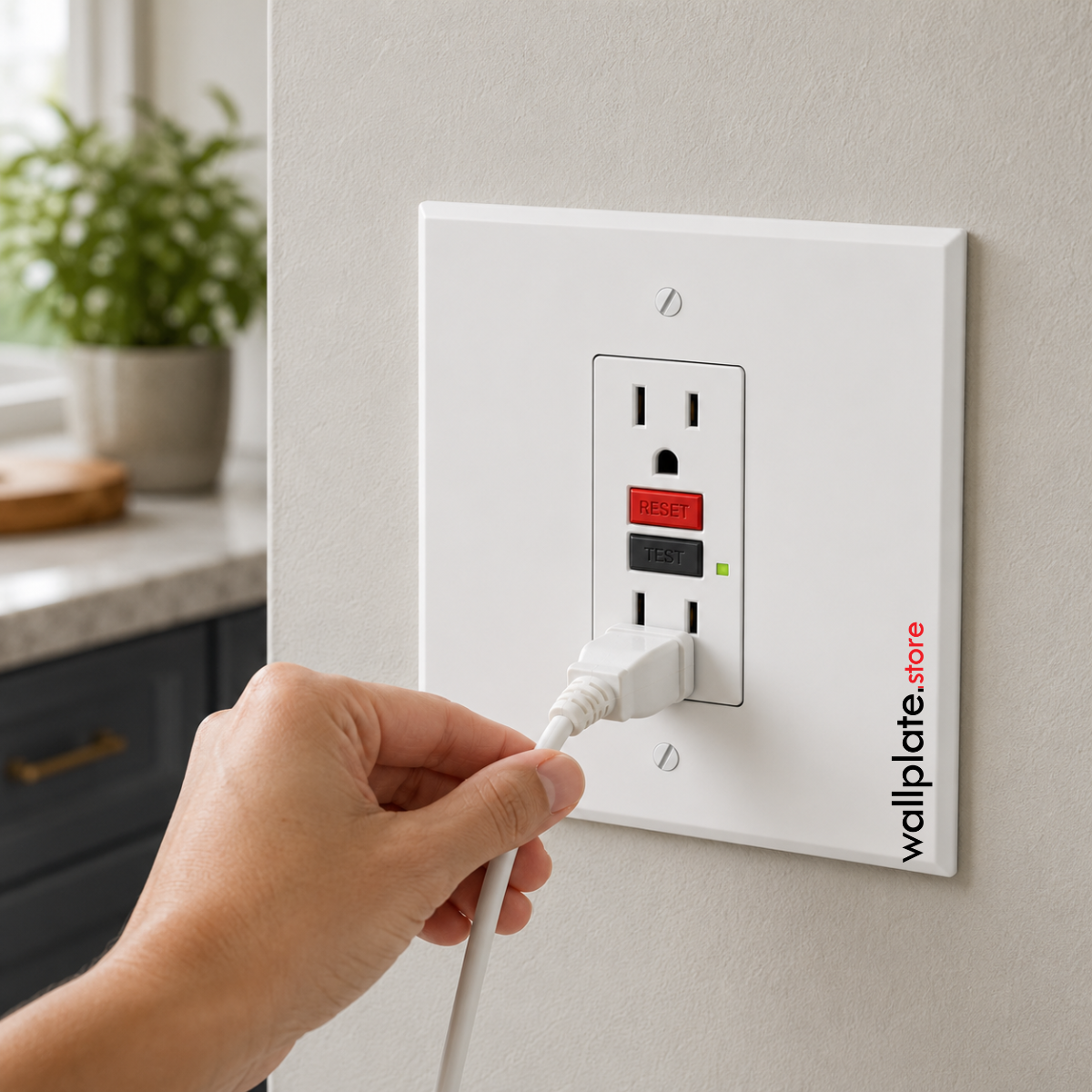 2‑Gang Oversized Decora®‑Style Wall Plate – Centered GFCI Rocker Opening – White Metal (Made in USA)