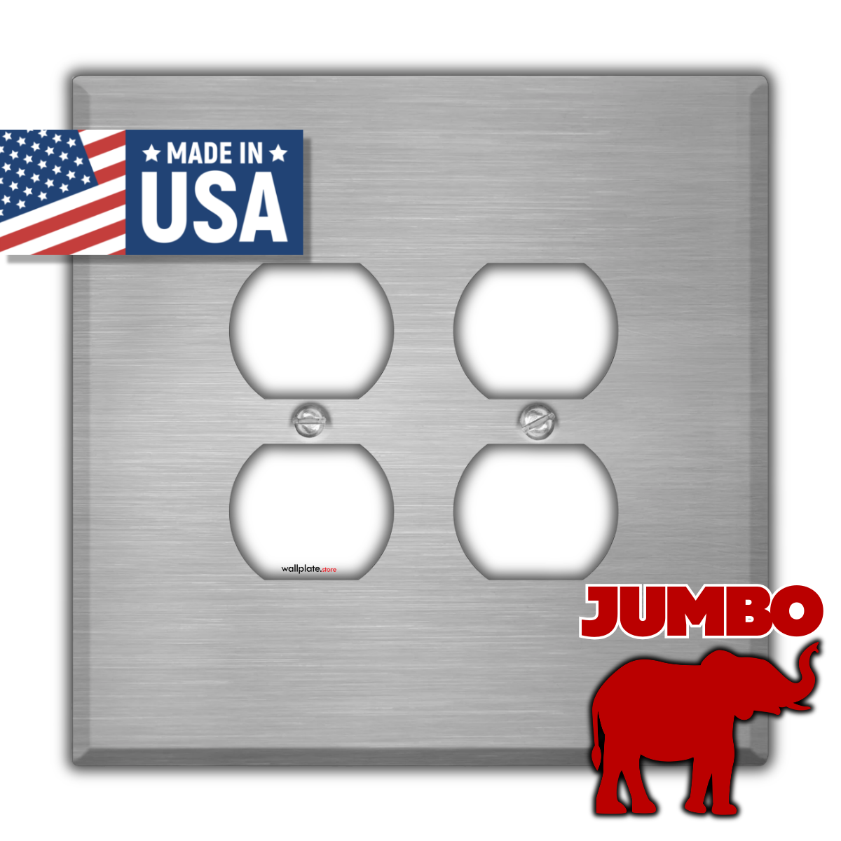 2 Gang Stainless Steel Oversized Duplex Receptacle Wallplate Cover