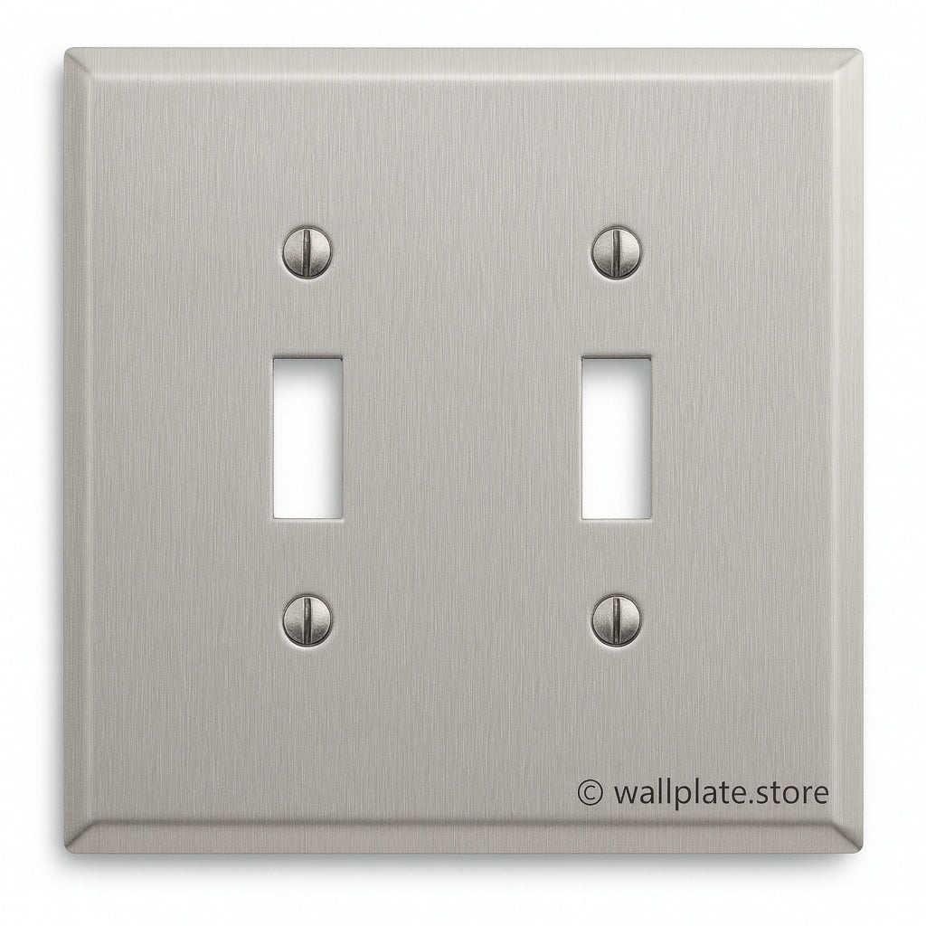 2 Gang Stainless Steel Toggle Switch Wall Plate Cover