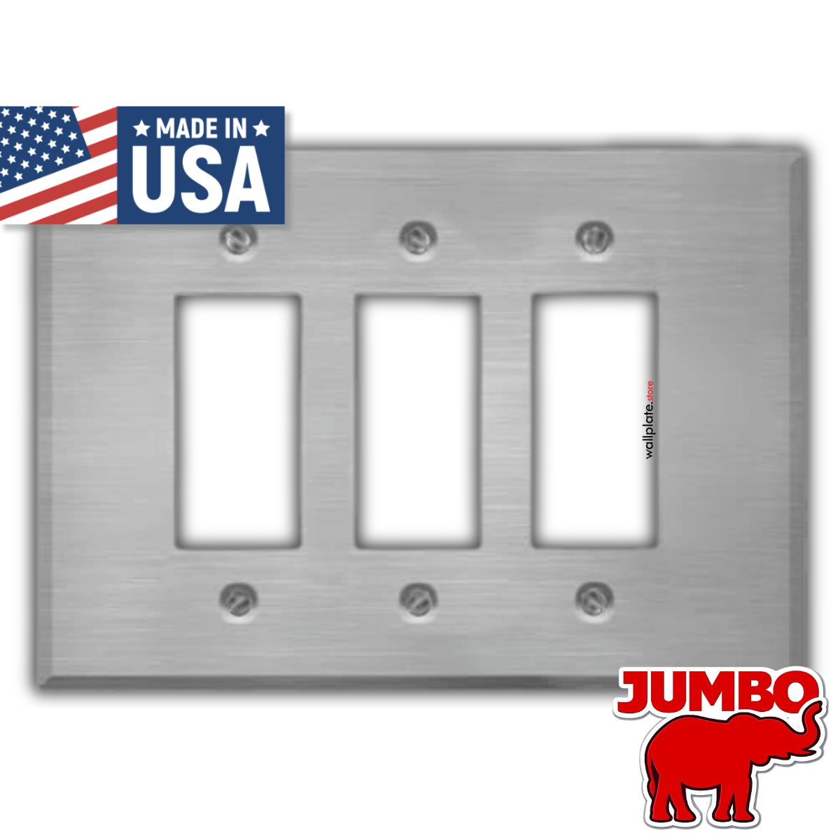 3-Gang Oversized Stainless Steel Rocker Switch Plate – Made in USA