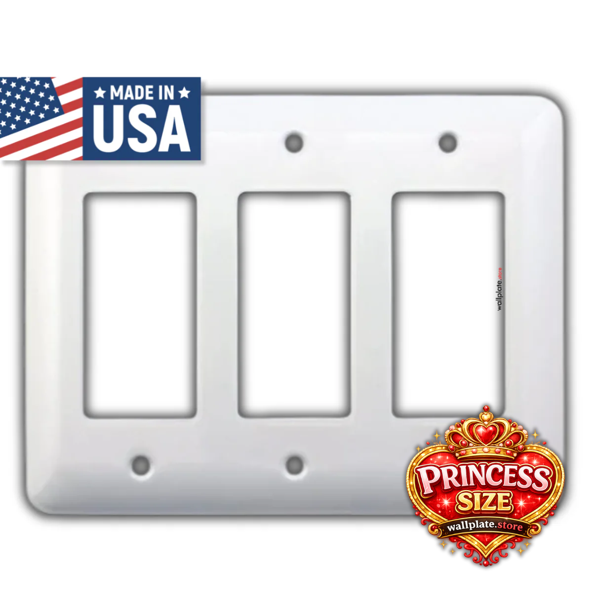 3-Gang Princess Size Decora® Rocker/GFCI Switch Wall Plate – Made in USA