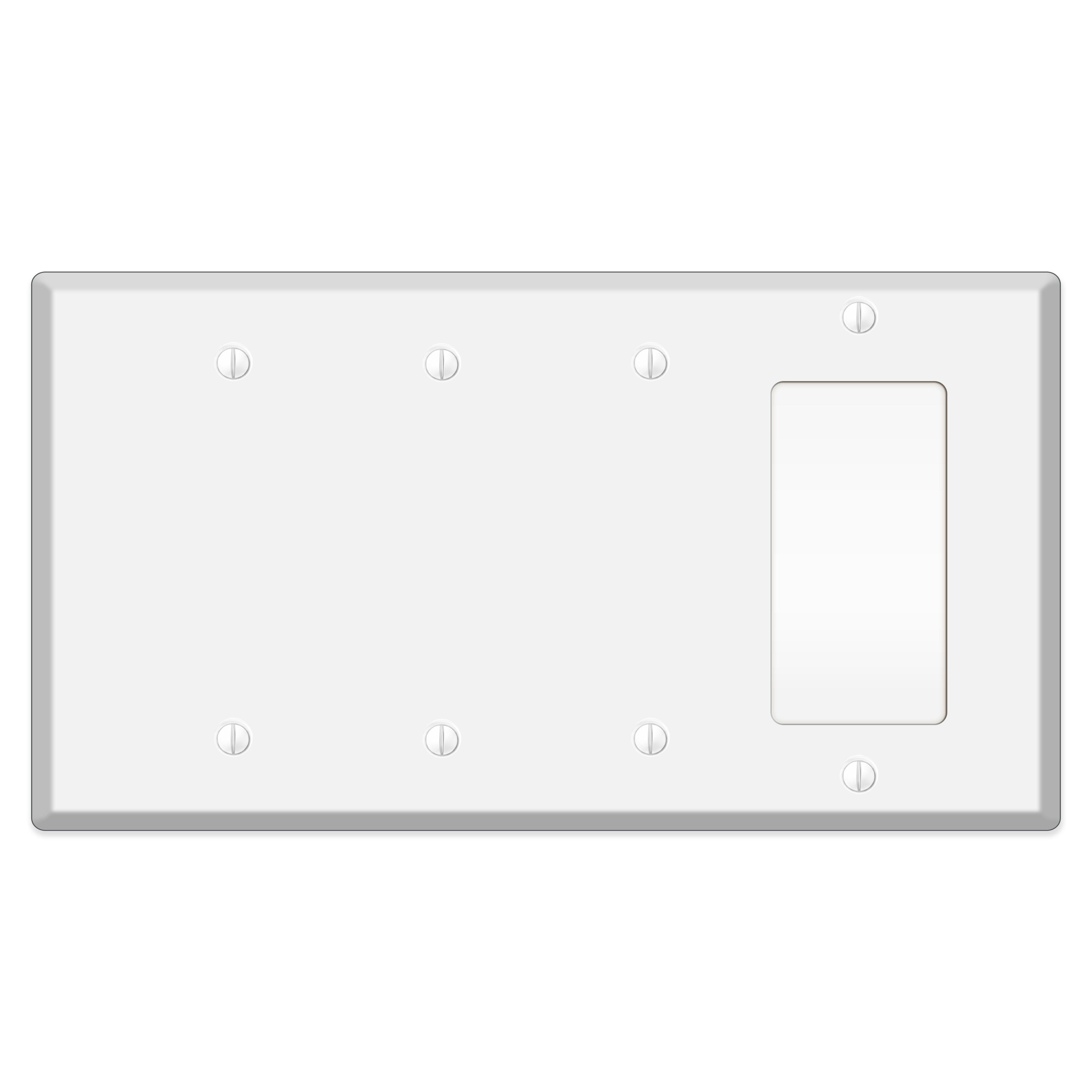 4-Gang White Metal Wall Plate – 1 GFCI/Decora & 3 Blank – Made in USA - Standard Size