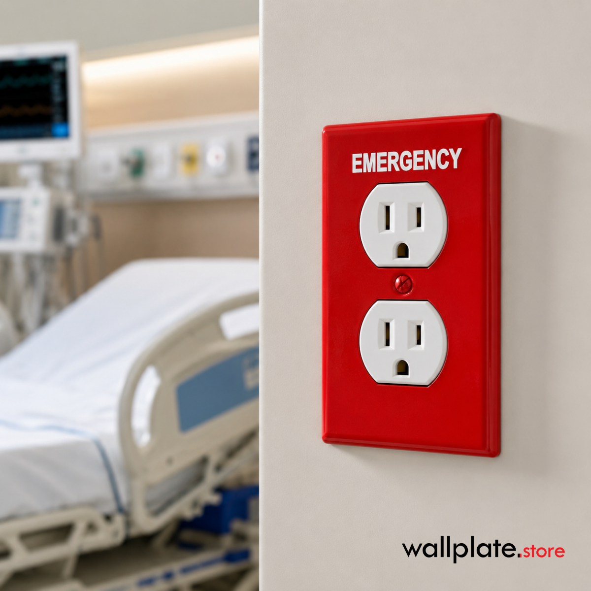 1 Gang Red Metal Emergency Duplex Receptacle Wallplate Cover