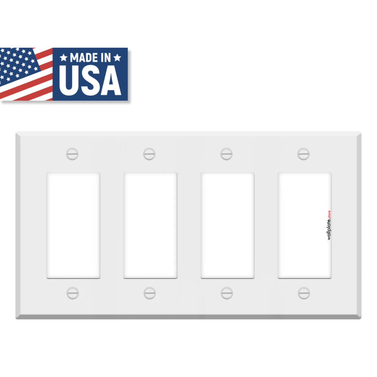 4 Gang White Metal Decora® Style Rocker GFCI Switch Wall Plate Cover