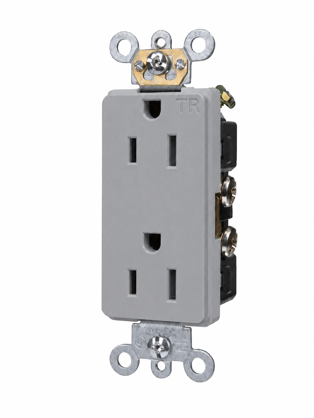 Gray, Tamper Resistant Decorator Duplex Receptacle, 15A-125V