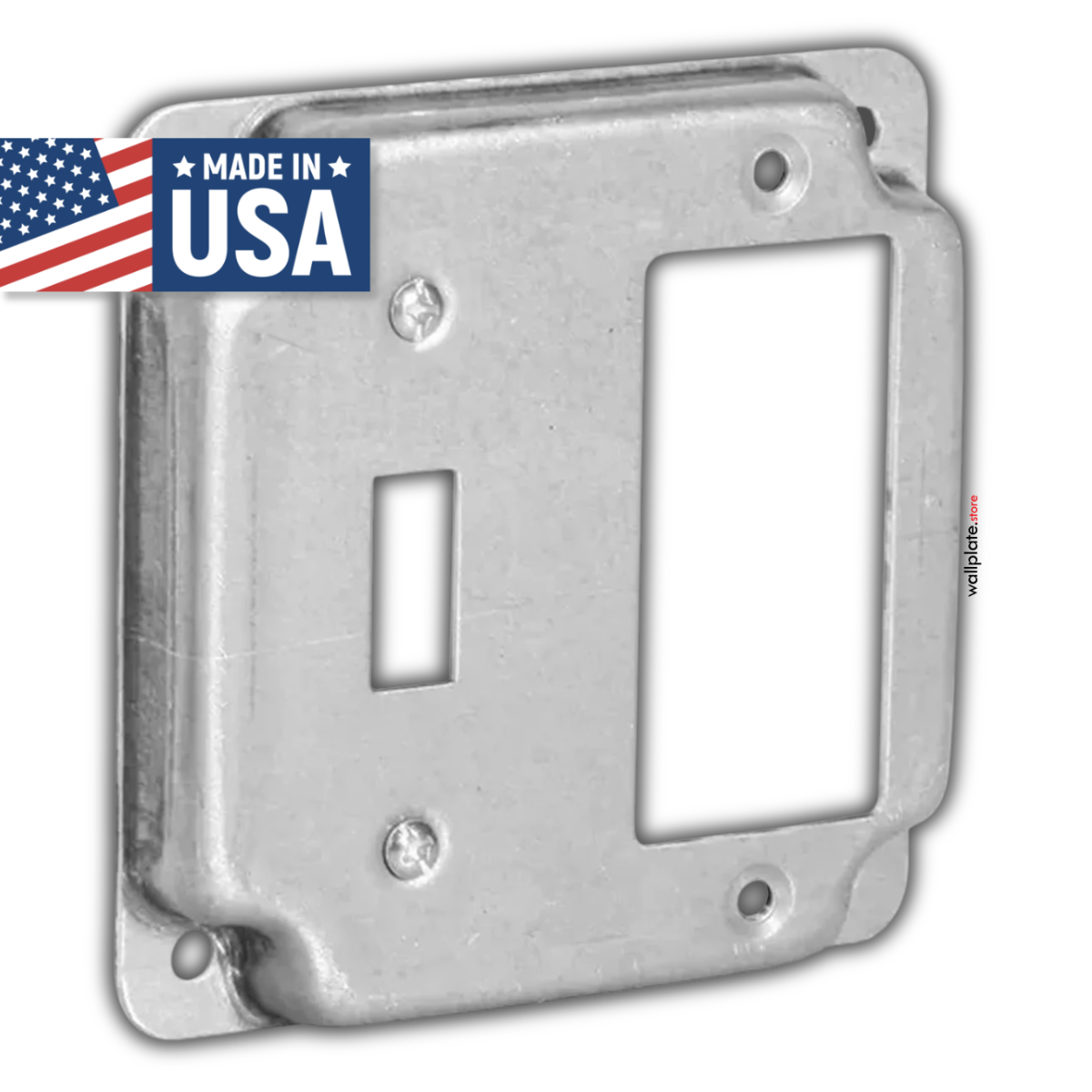 4 inch Square Galvanized Steel Toggle and Rocker Switch Electrical Box Cover