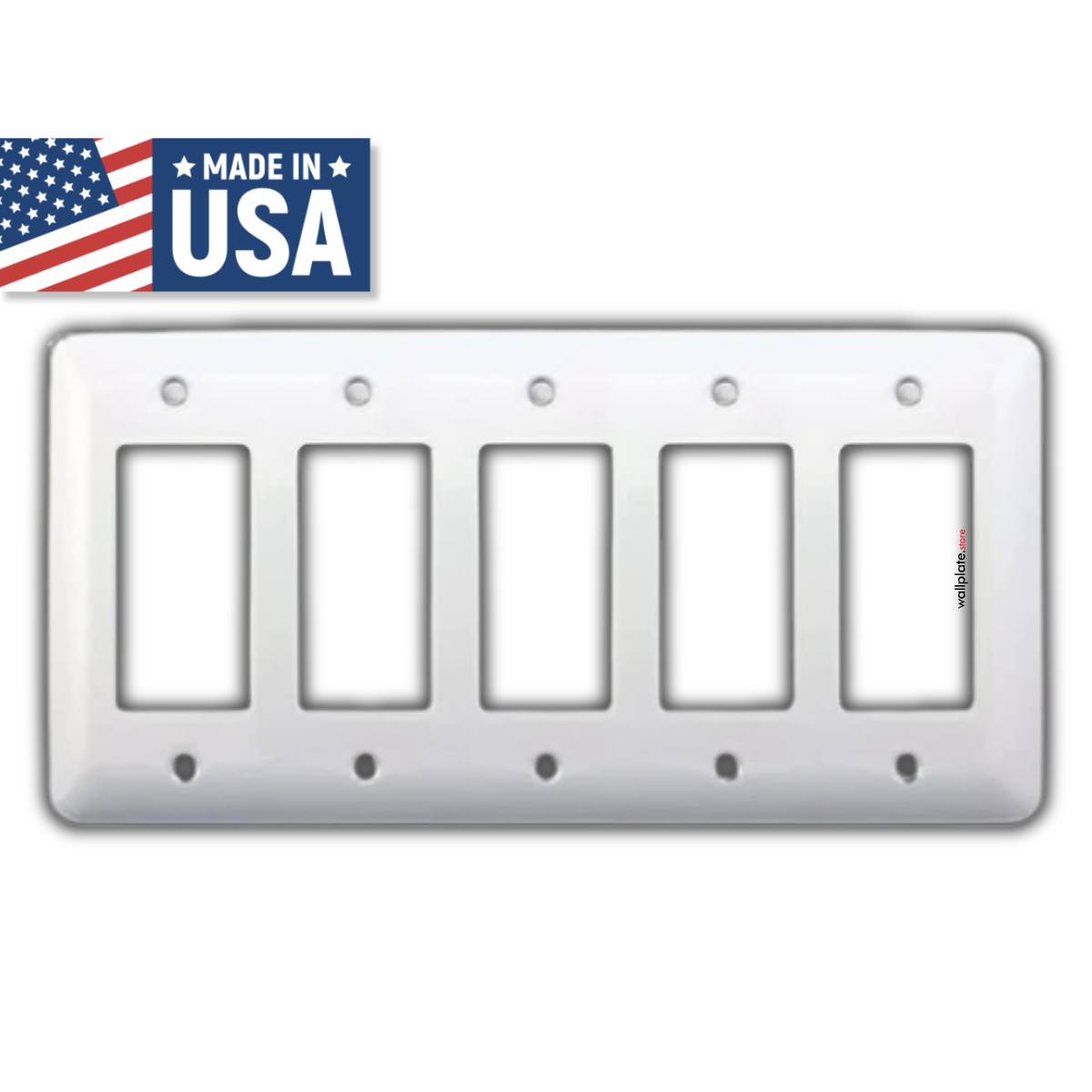 5-Gang Princess Size Decora® Rocker/GFCI Switch Wall Plate – Made in USA
