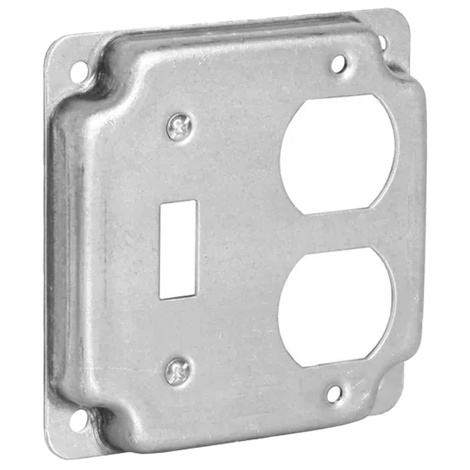 4 inch Square Galvanized Steel Toggle Switch and Duplex Receptacle Electrical Box Cover