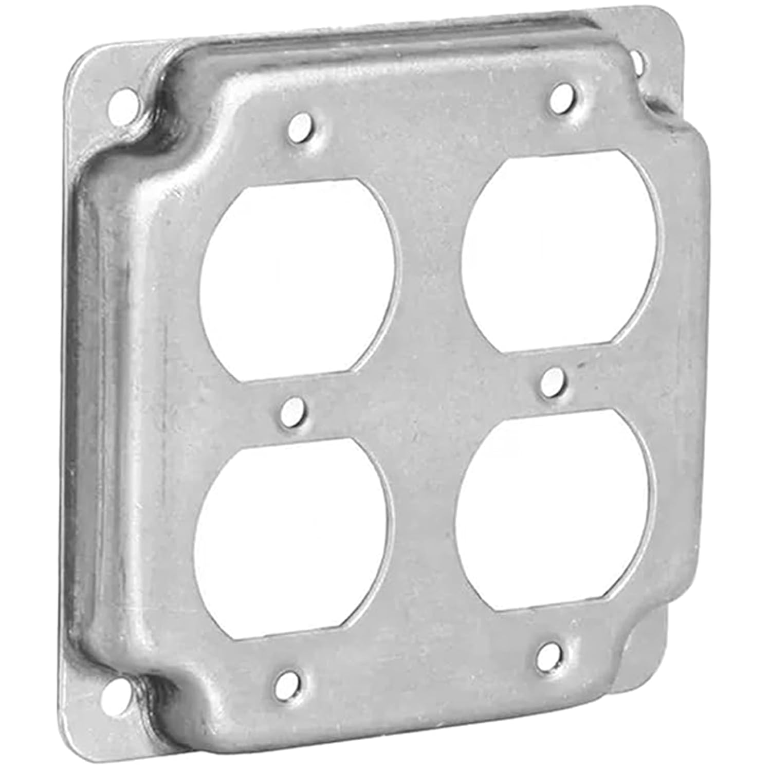 4 inch Square Galvanized Steel Double Duplex Receptacle Electrical Box Cover