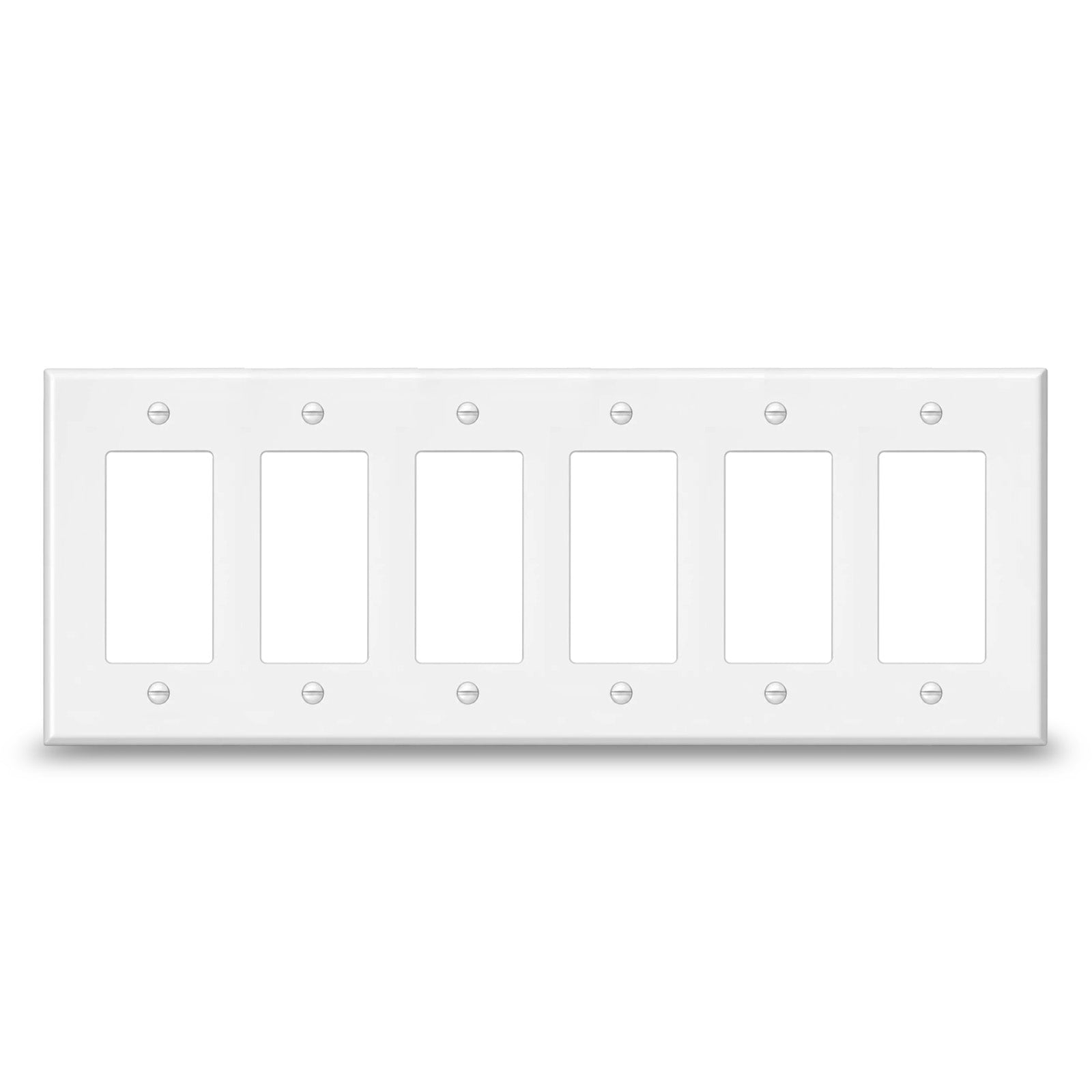 6 Gang White Metal Decora® Style Rocker GFCI Switch Wall Plate Cover - Made in USA