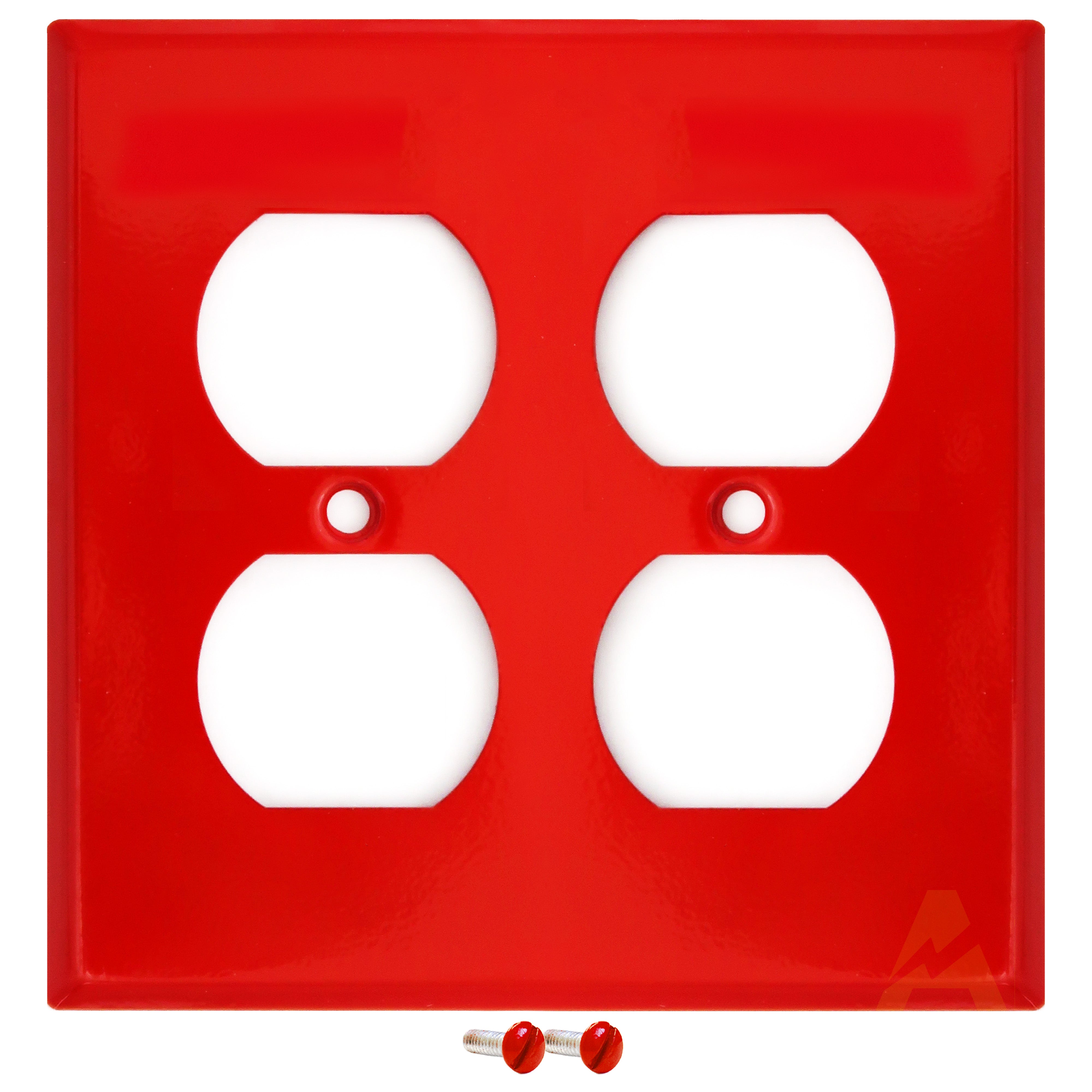 2 Gang Red Metal Duplex Receptacle Wall Plate