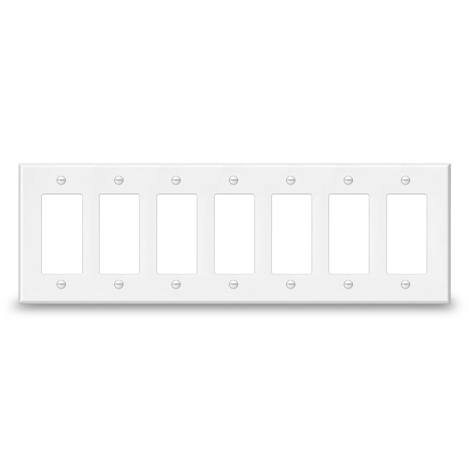 7 Gang White Metal Decora® Style Rocker GFCI Switch Wall Plate Cover - Made in USA