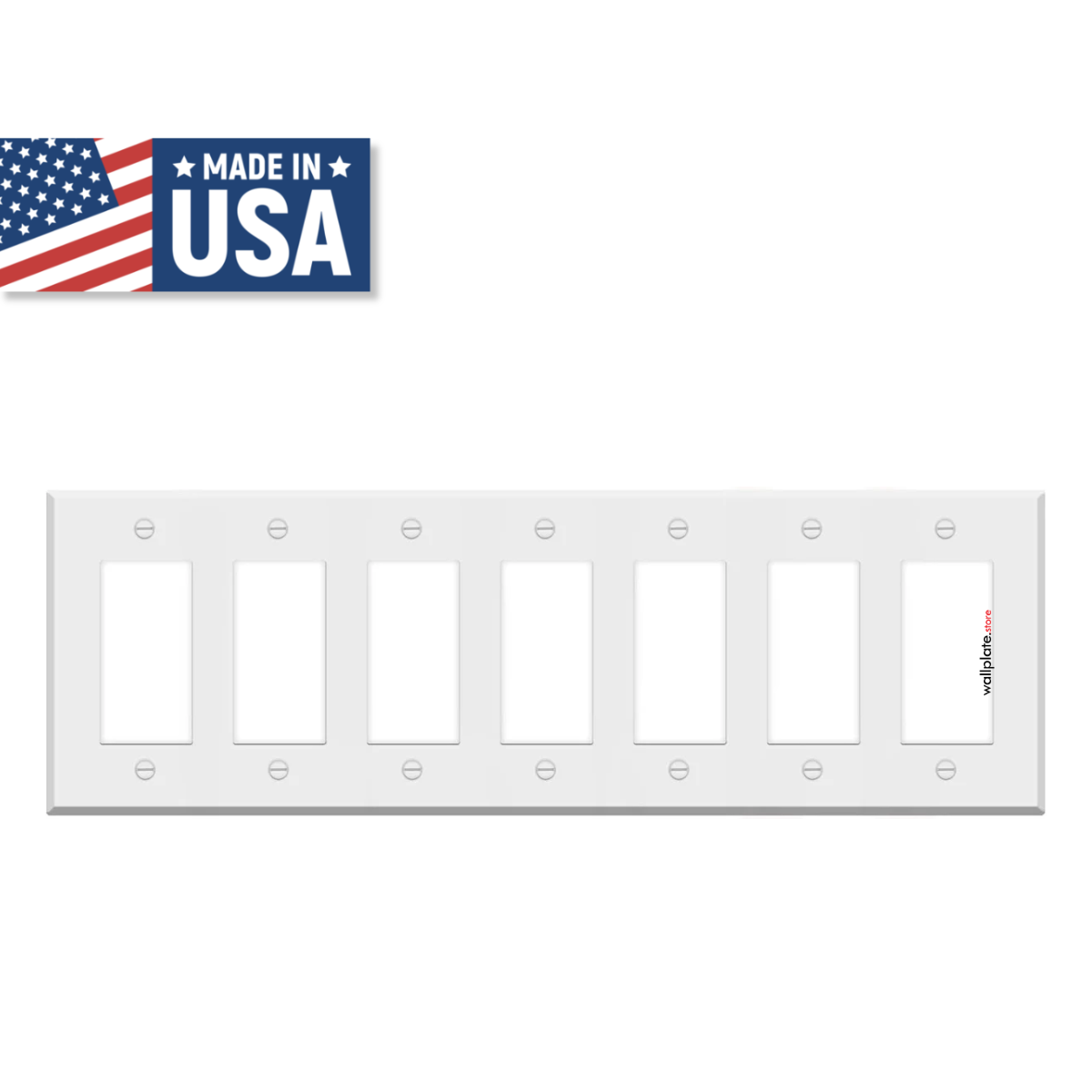 7 Gang White Metal Decora® Style Rocker GFCI Switch Wall Plate Cover