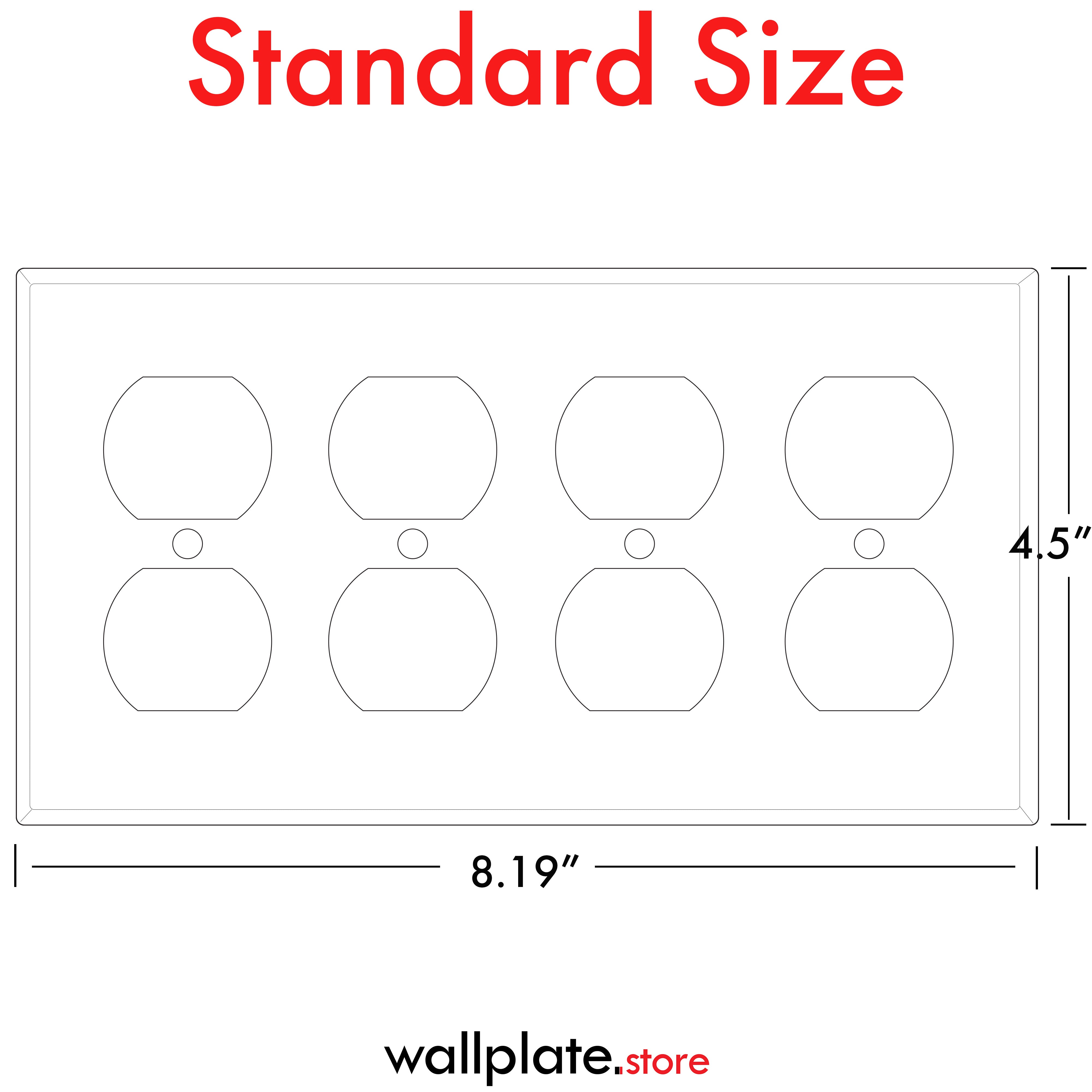 4 Gang Red Metal Duplex Receptacle Wall Plate