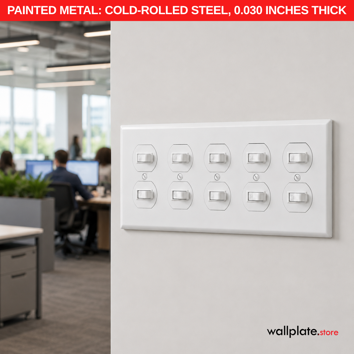 5 Gang White Metal Duplex Receptacle Wall Plate