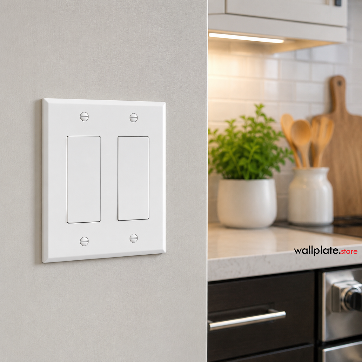 2 Gang White Metal Decora® Style Rocker GFCI Switch Wall Plate Cover
