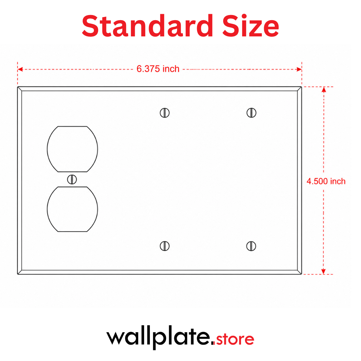 3-Gang, Standard Size, 1 Duplex Receptacle and 2 Blanks, White Semi-Gloss Finish Plate Cover -  Made in USA