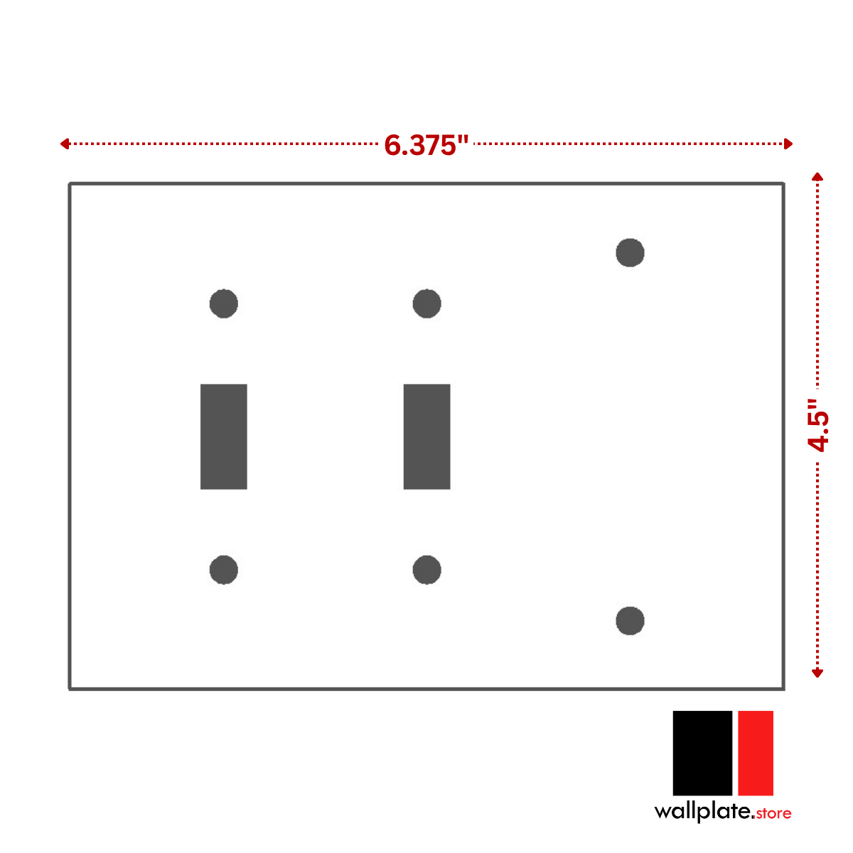 3-Gang White Metal Wallplate with 2 Toggle and 1 Blank, Standard Size - Made in USA
