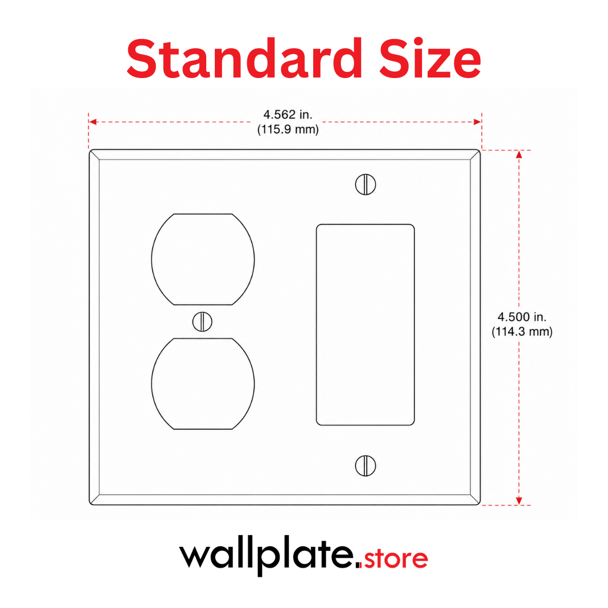2 Gang White Metal Wallplate, Duplex Receptacle and Rocker Switch