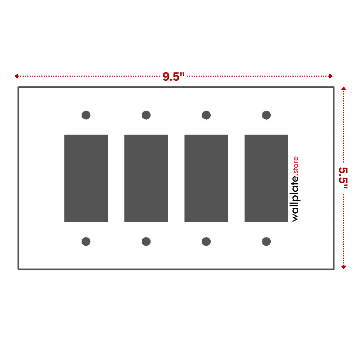 4-Gang Jumbo Oversize Wall Plate Cover – Compatible with Decora® Devices – White Painted Metal – Made in USA