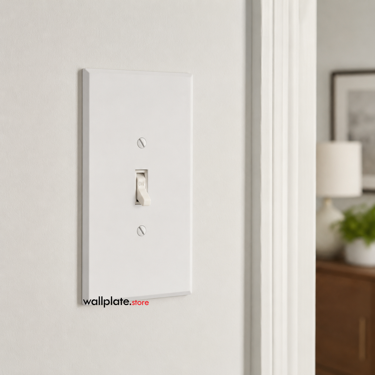 1 Gang Jumbo Oversized Toggle Switch Wall Plate Cover - White Metal - Made in USA