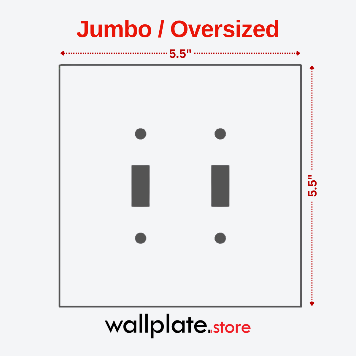 2 Gang Jumbo Oversized Toggle Switch Wall Plate Cover - White Metal - Made in USA