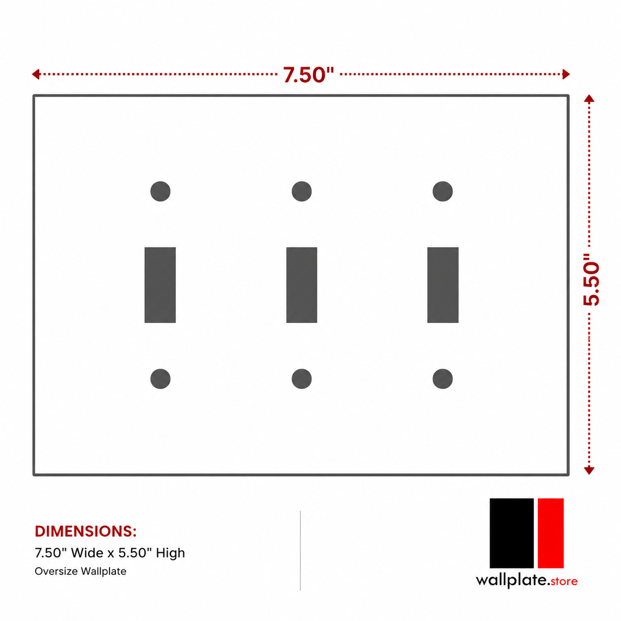 3 Gang Jumbo Oversized Toggle Switch Wall Plate Cover - White Metal - Made in USA