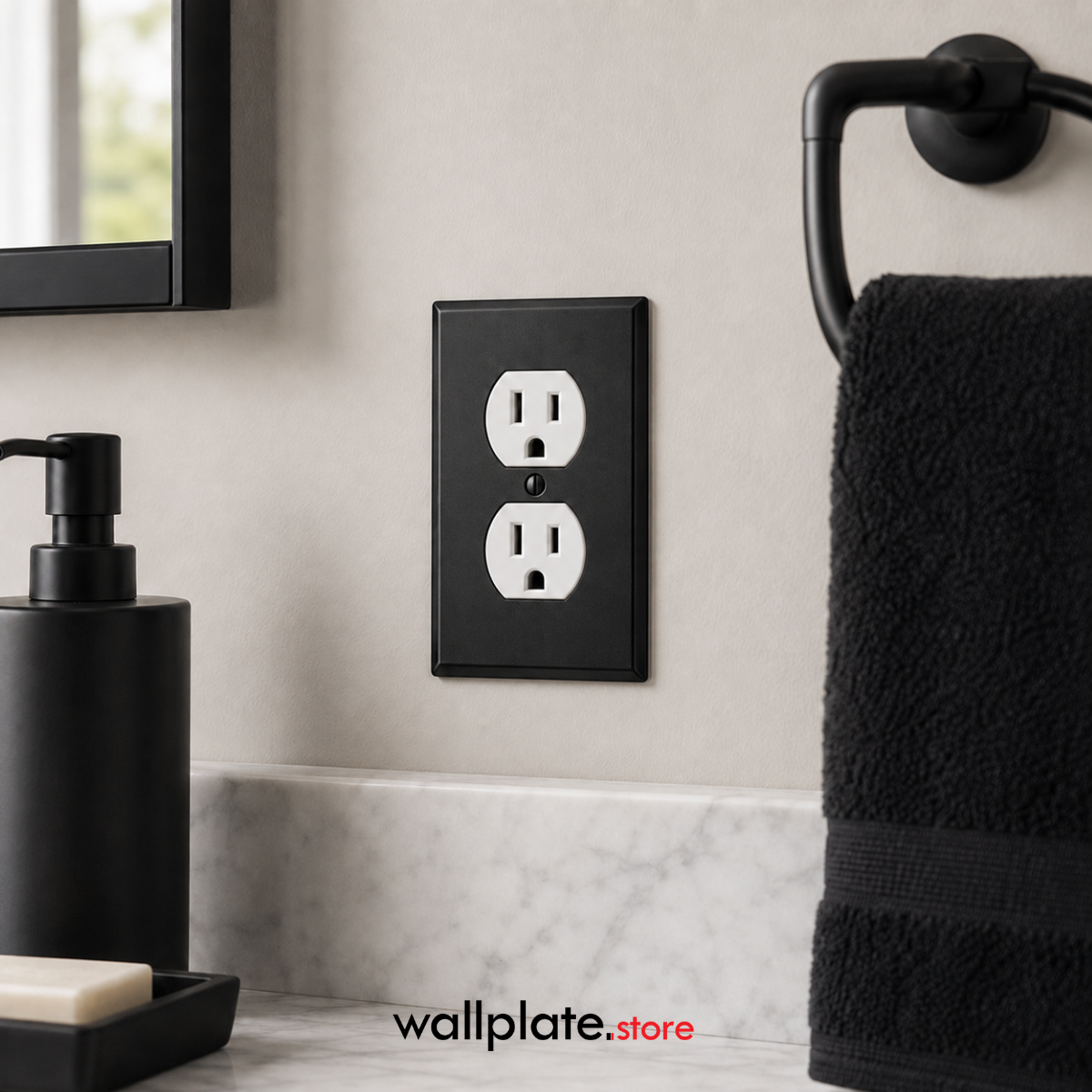 1-Gang, Standard Size, 1 Duplex Receptacles, Black Matte Finish Wall Plate Outlet Cover - Made in USA