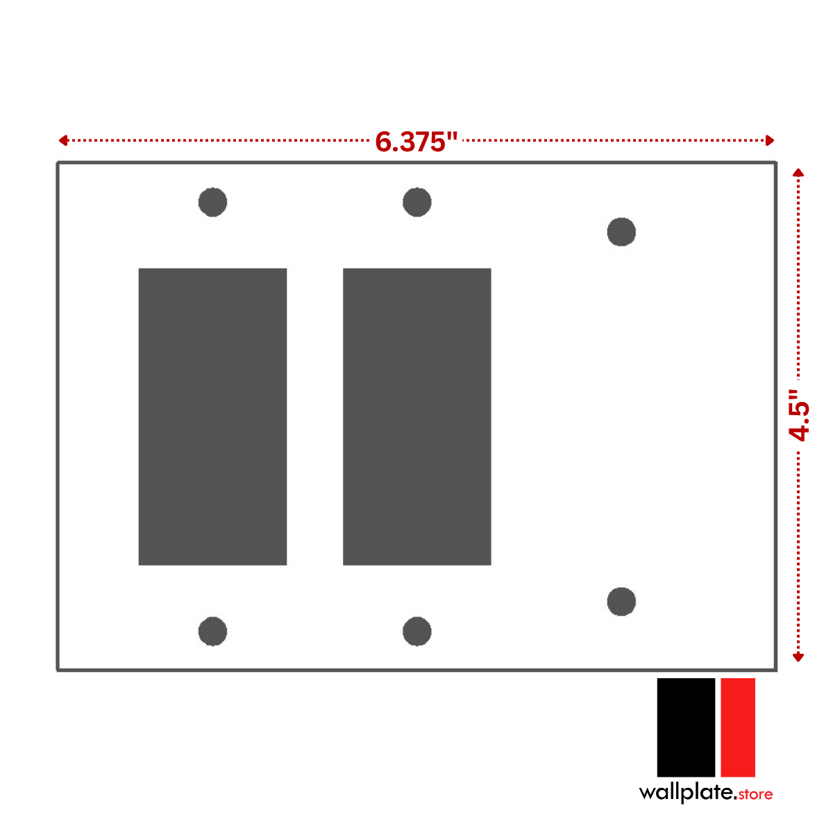 3 Gang standard Size Stainless Steel 2 Rocker Switch and 1 Blank Wall Plate