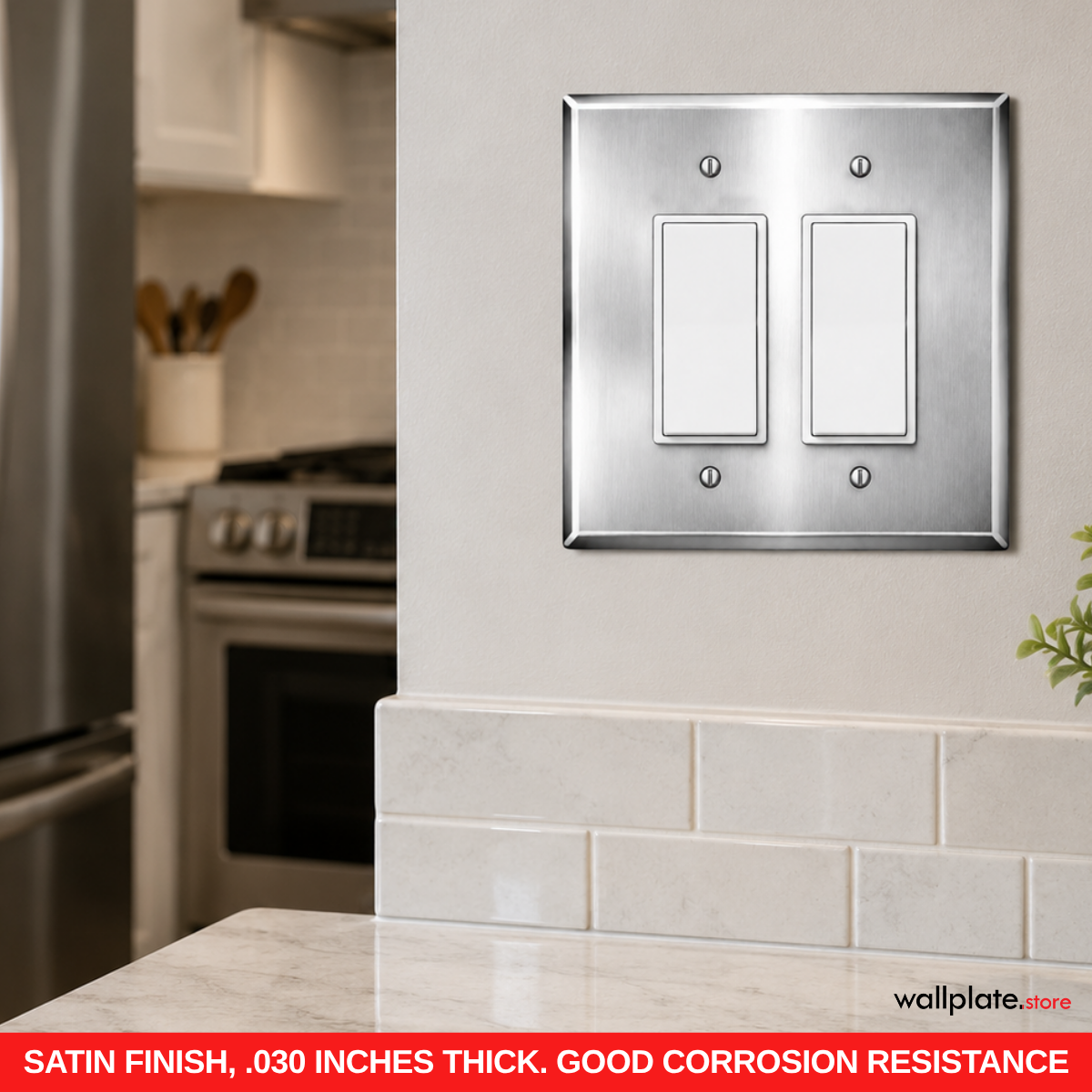 2-Gang Oversized Stainless Steel Rocker Switch Plate – Made in USA