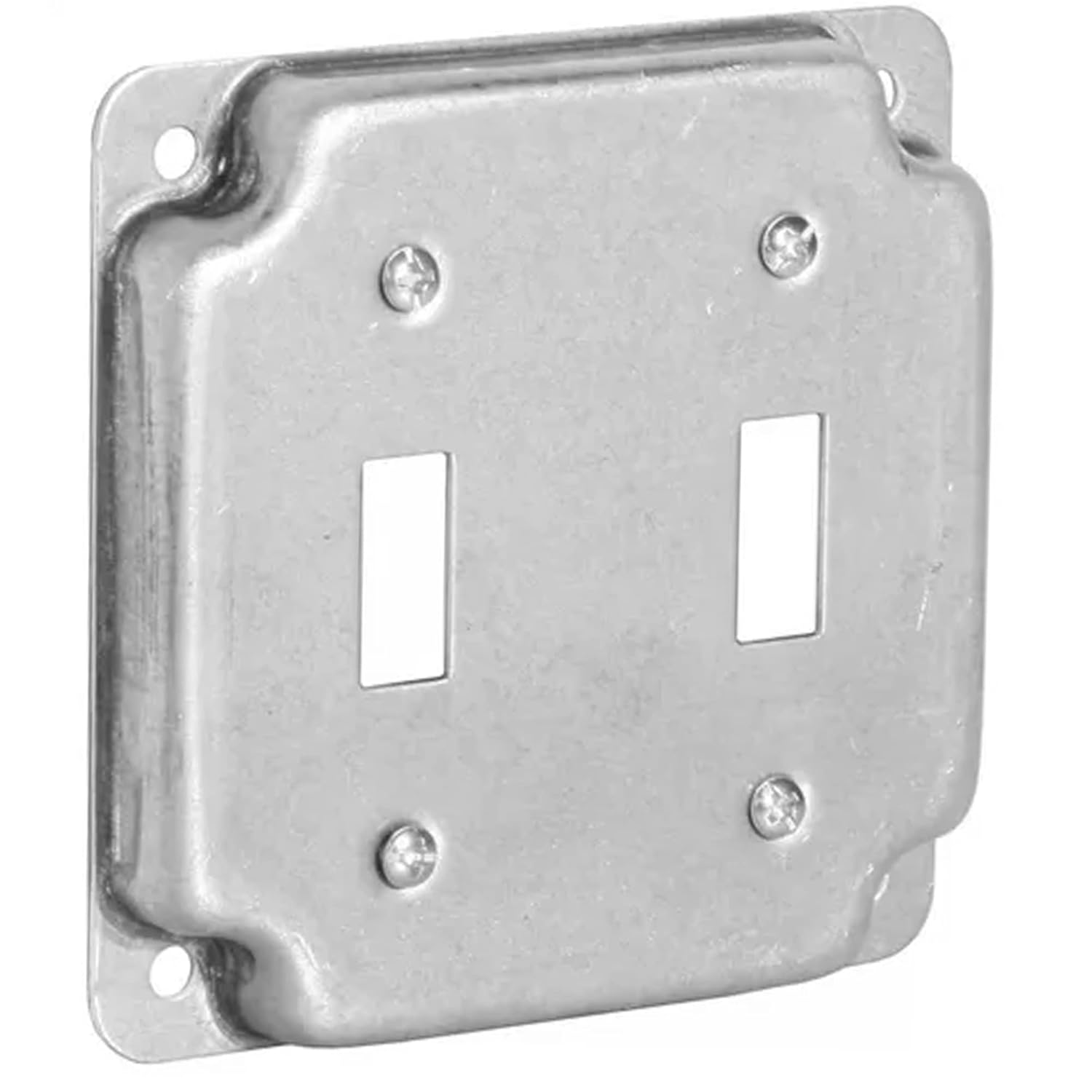 4 inch Square Galvanized Steel Double Toggle Switch Electrical Box Cover