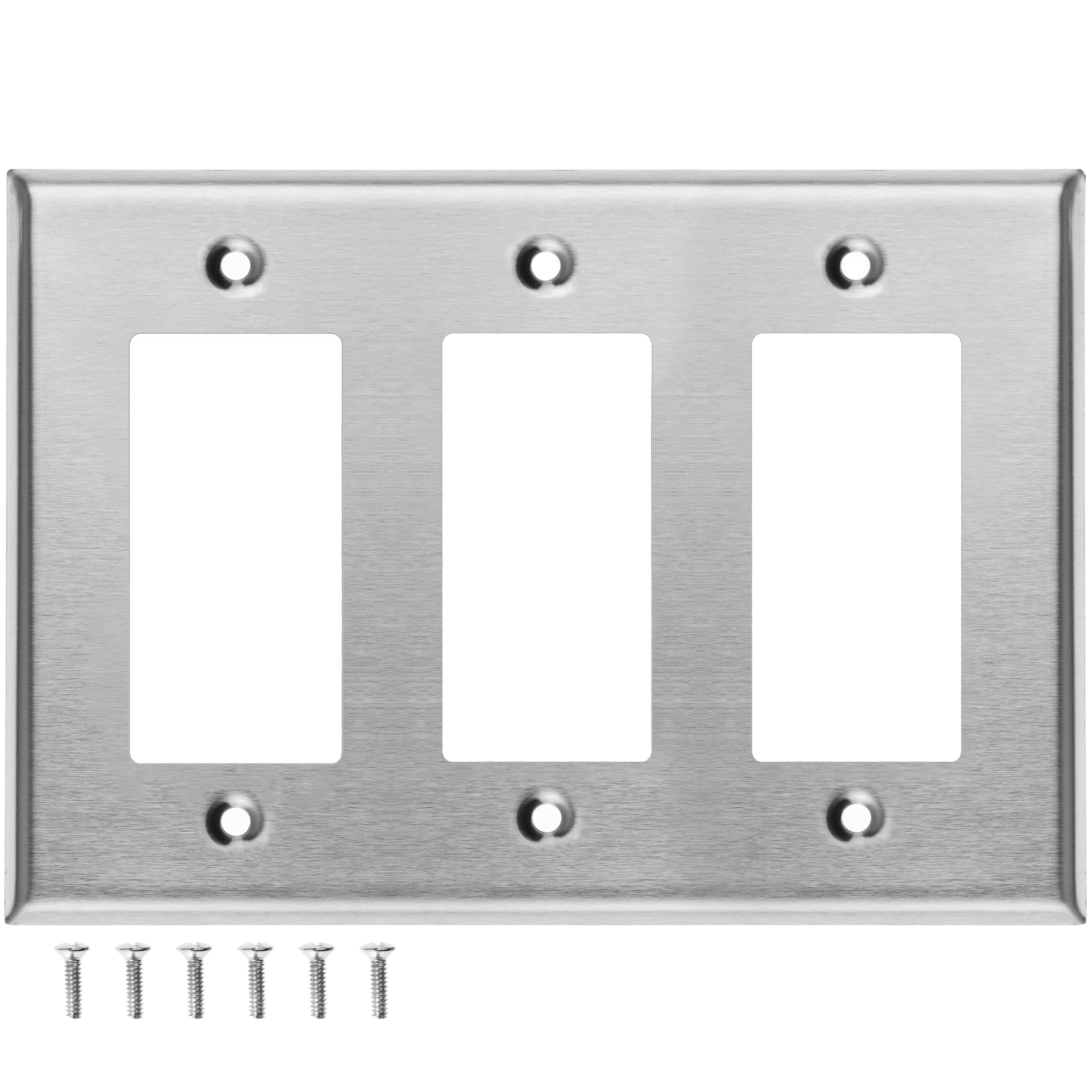 3 Gang Stainless Steel Decora Switch Wall Plate Cover