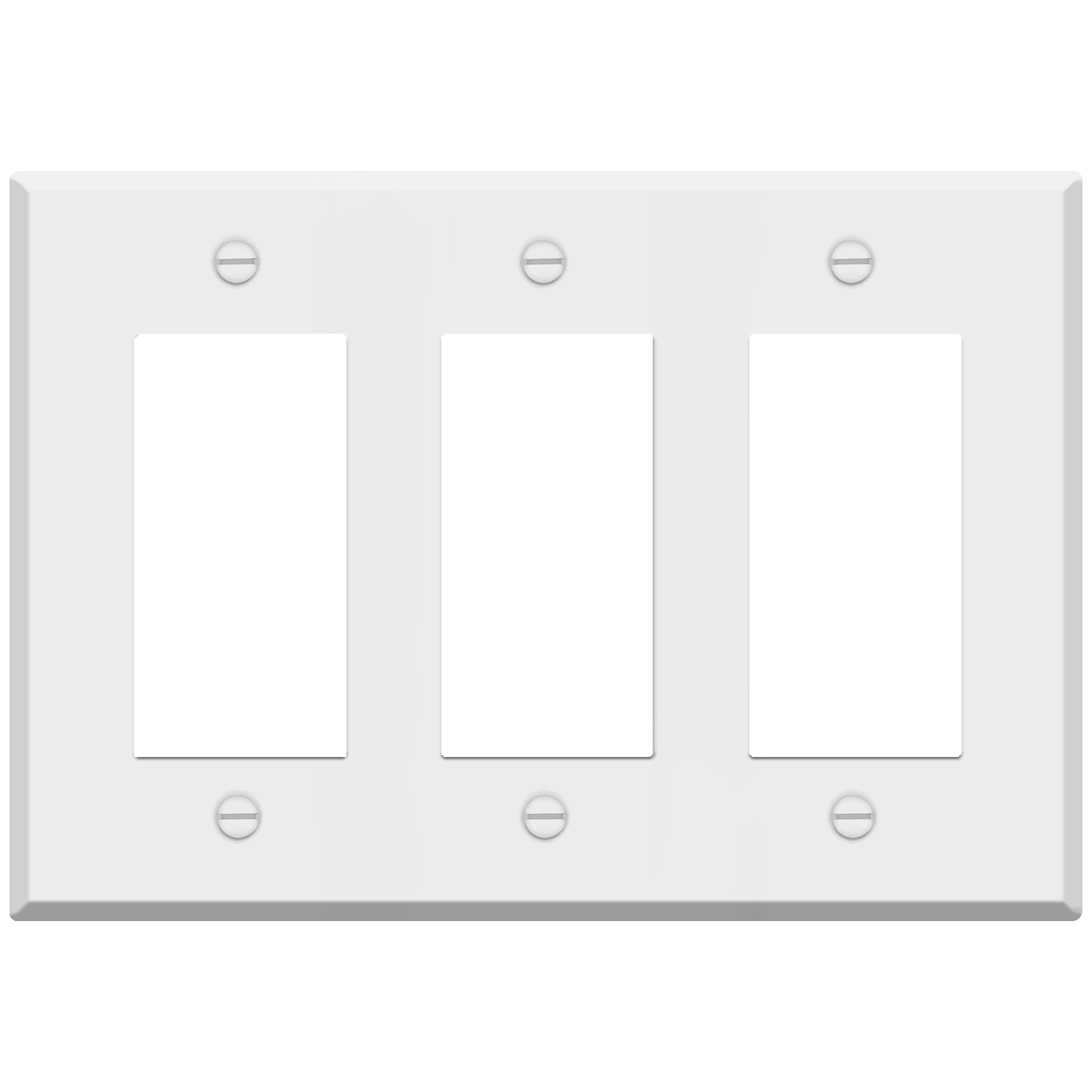 3 Gang White Metal Rocker Switch Wall Plate