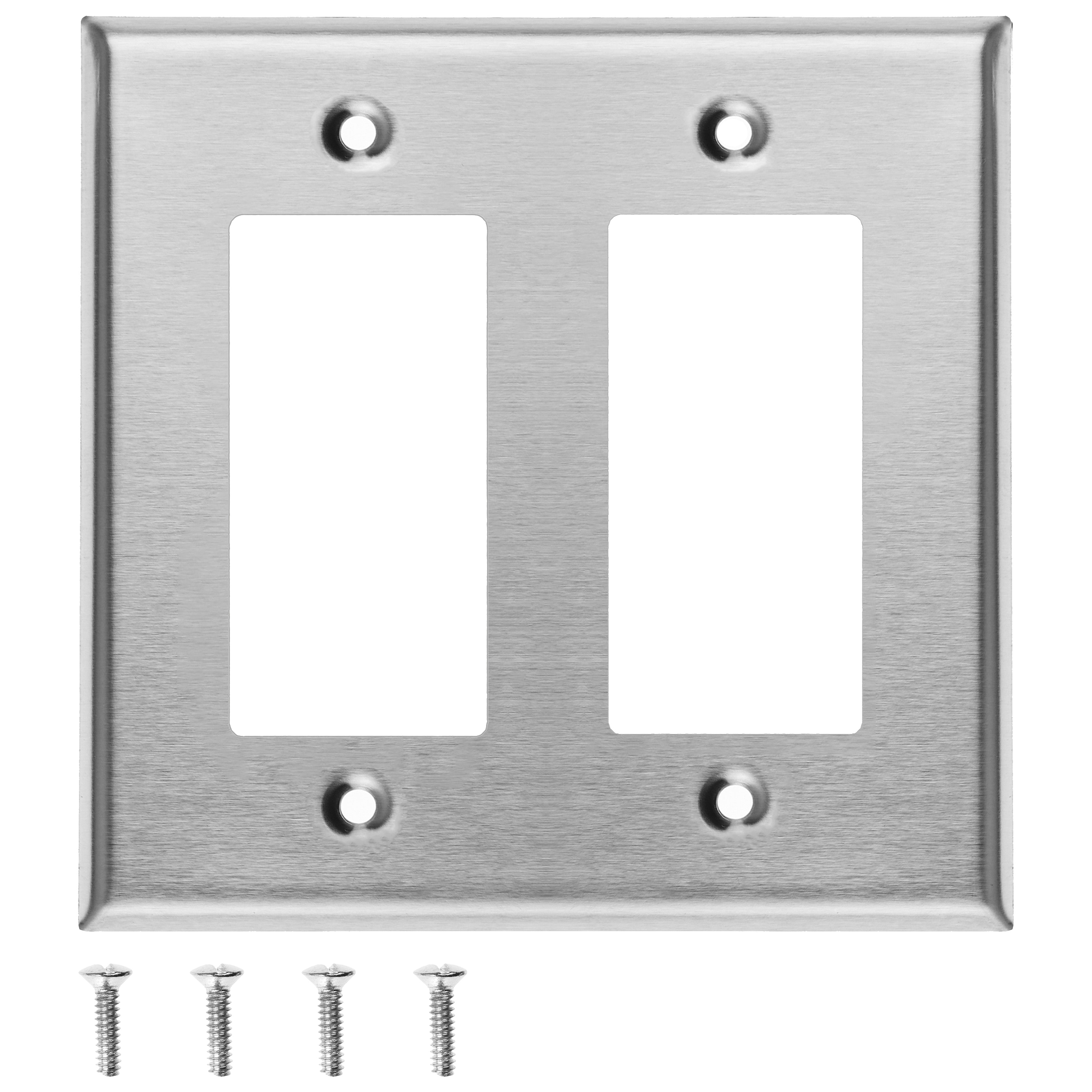 2 Gang Stainless Steel Decora Switch Wall Plate Cover