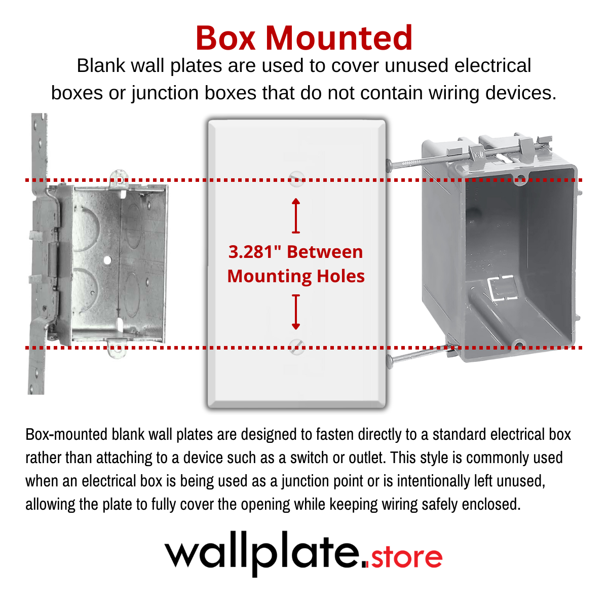 1 Gang Oversized White Metal Blank Wall Plate Cover - Made in USA