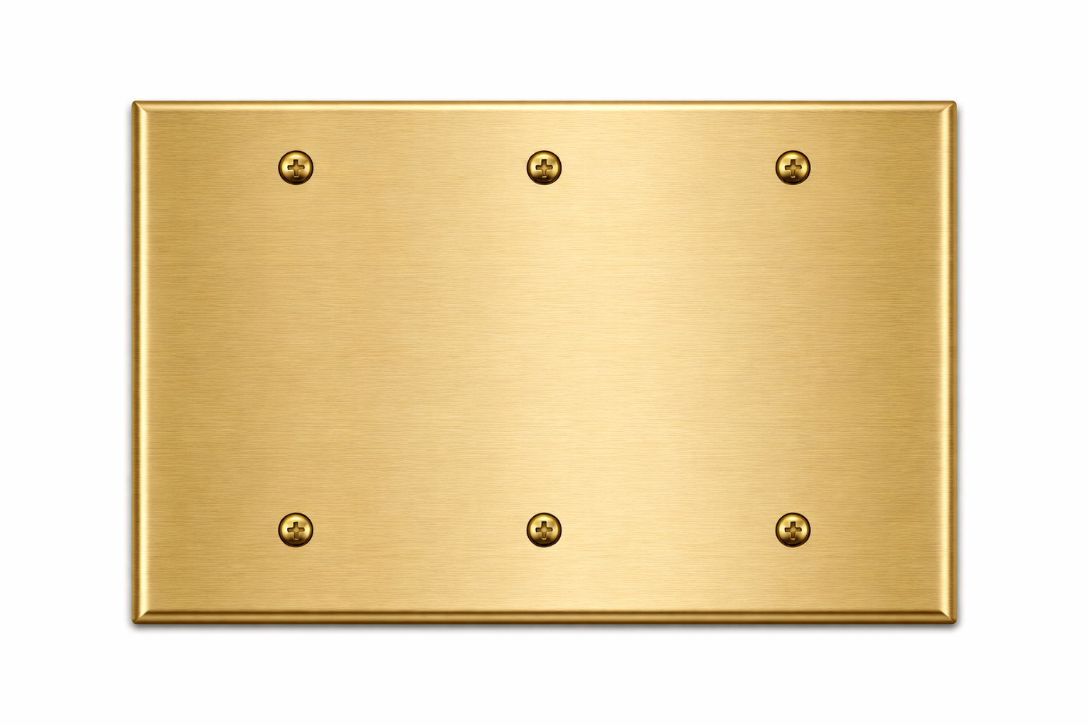 3-Gang Blank, Standard Size, Satin Brass Painted Metal Wall Plate