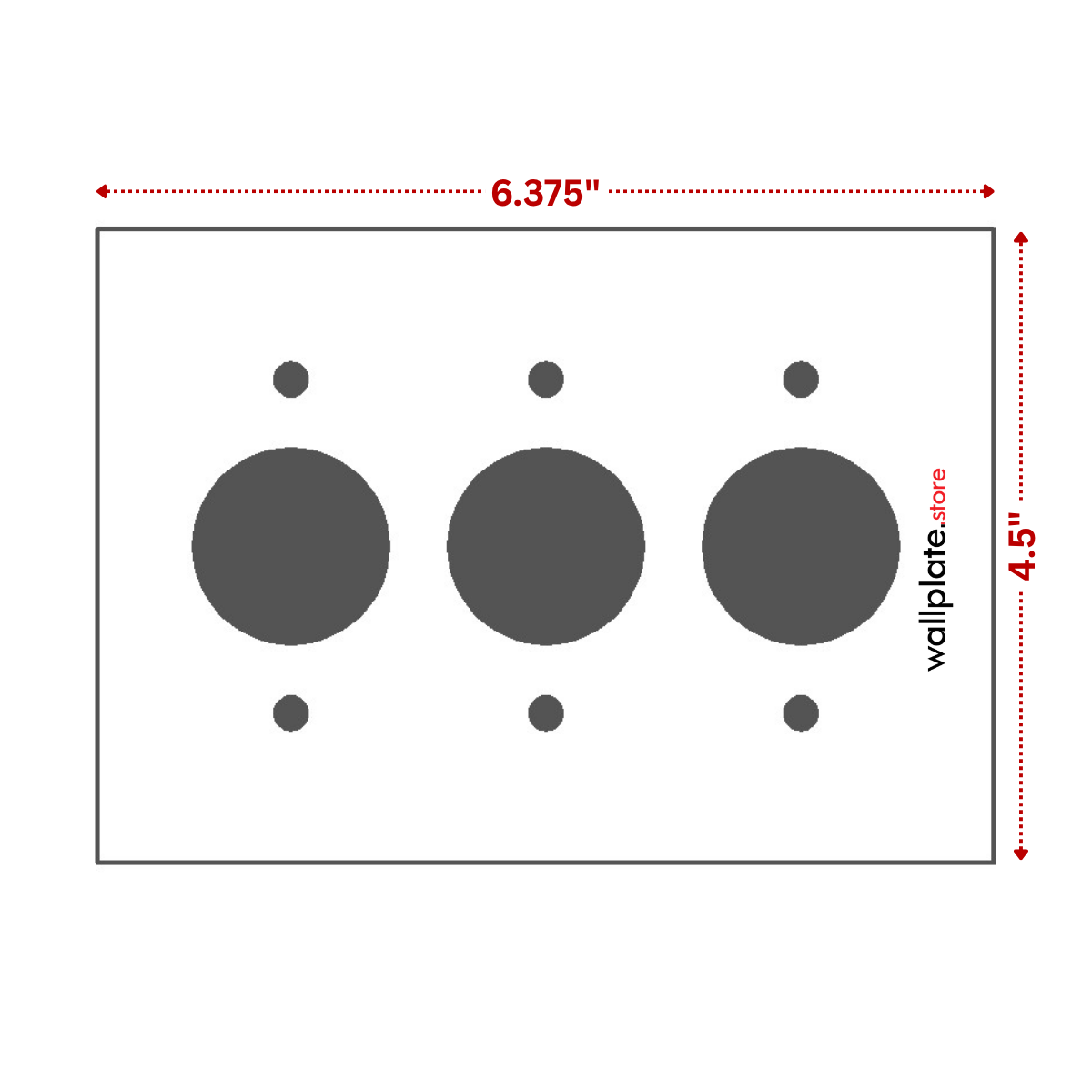 3-Gang, Standard Size, 3 Round Receptacle Opening, White Semi-Gloss Metal Wall Plate Cover -  Made in USA
