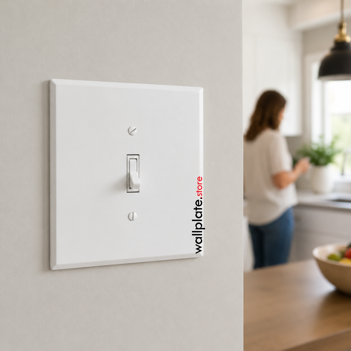 Oversized 2-Gang With (1) Toggle Centered Opening, White Metal Wall Plate