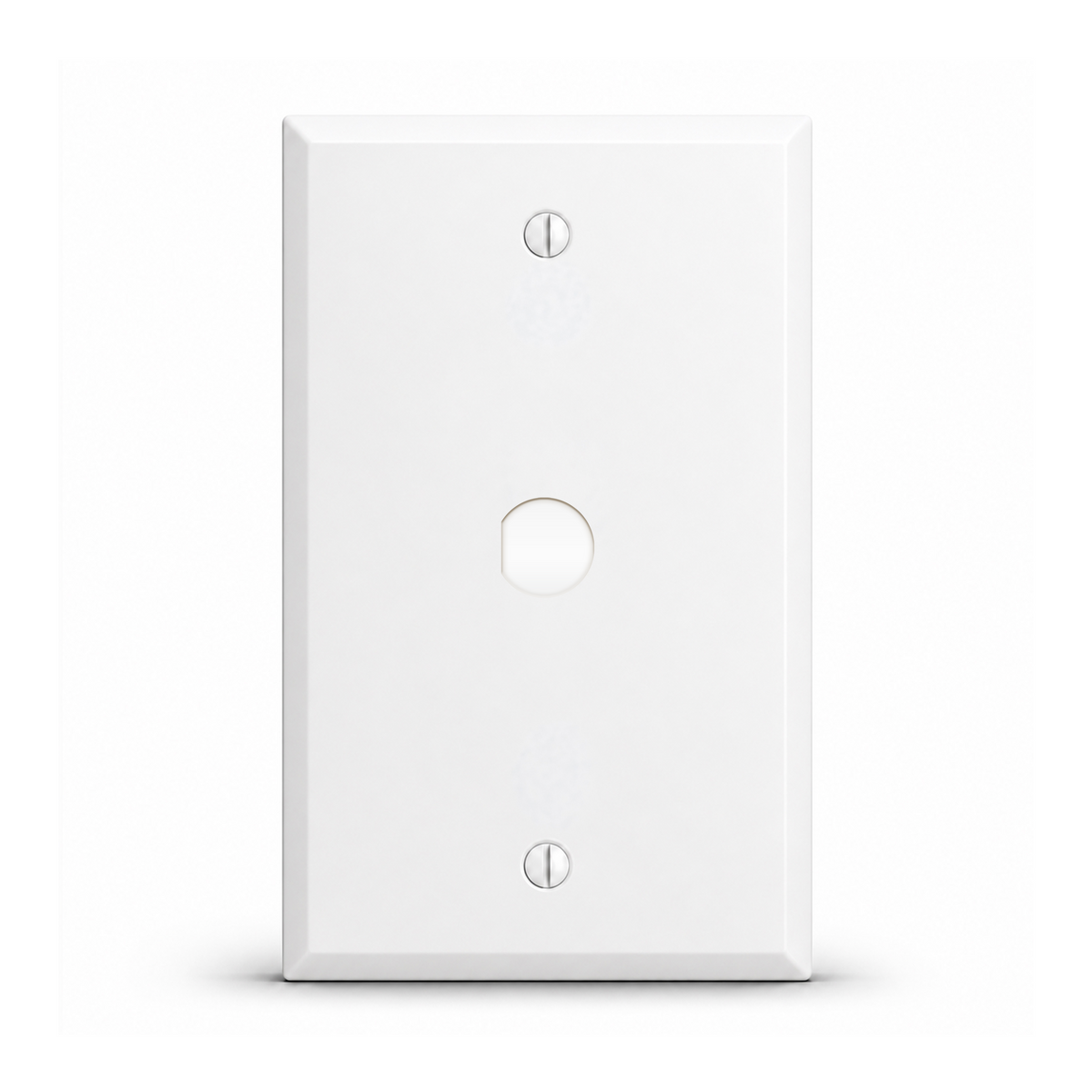 1-Gang, Standard Size, 1/2-Inch Coaxial Connector Opening, White Semi-Gloss Finish, Painted Metal Wall Plate Outlet Cover - Made in USA