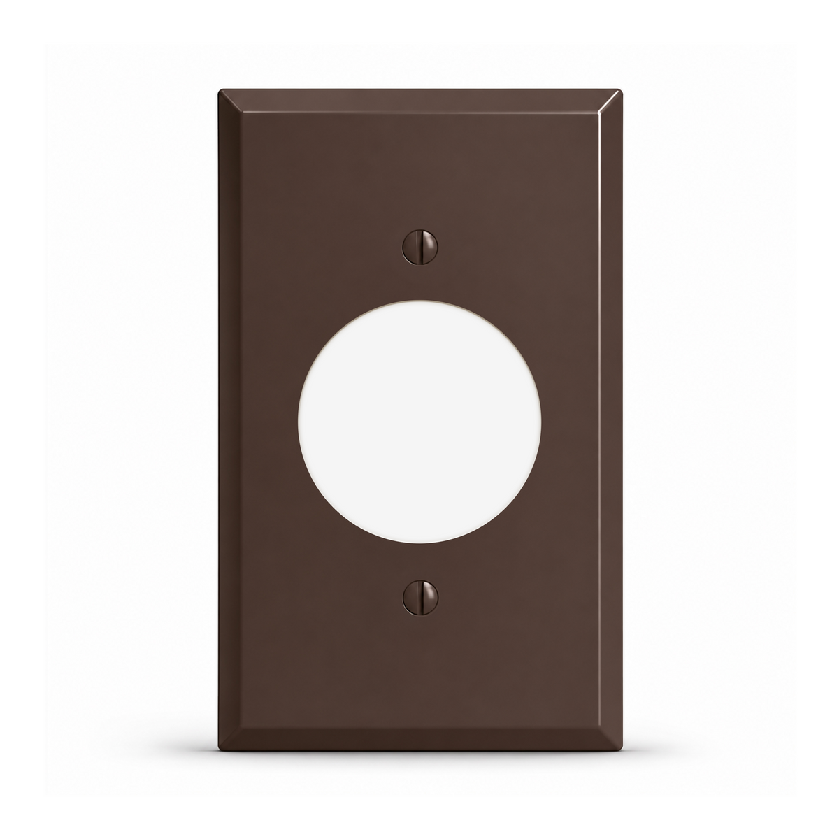 1-Gang, Standard Size, 1 20A TL Round Receptacle Opening, Brown Semi-Gloss Finish, Painted Metal Wall Plate Outlet Cover - Made in USA