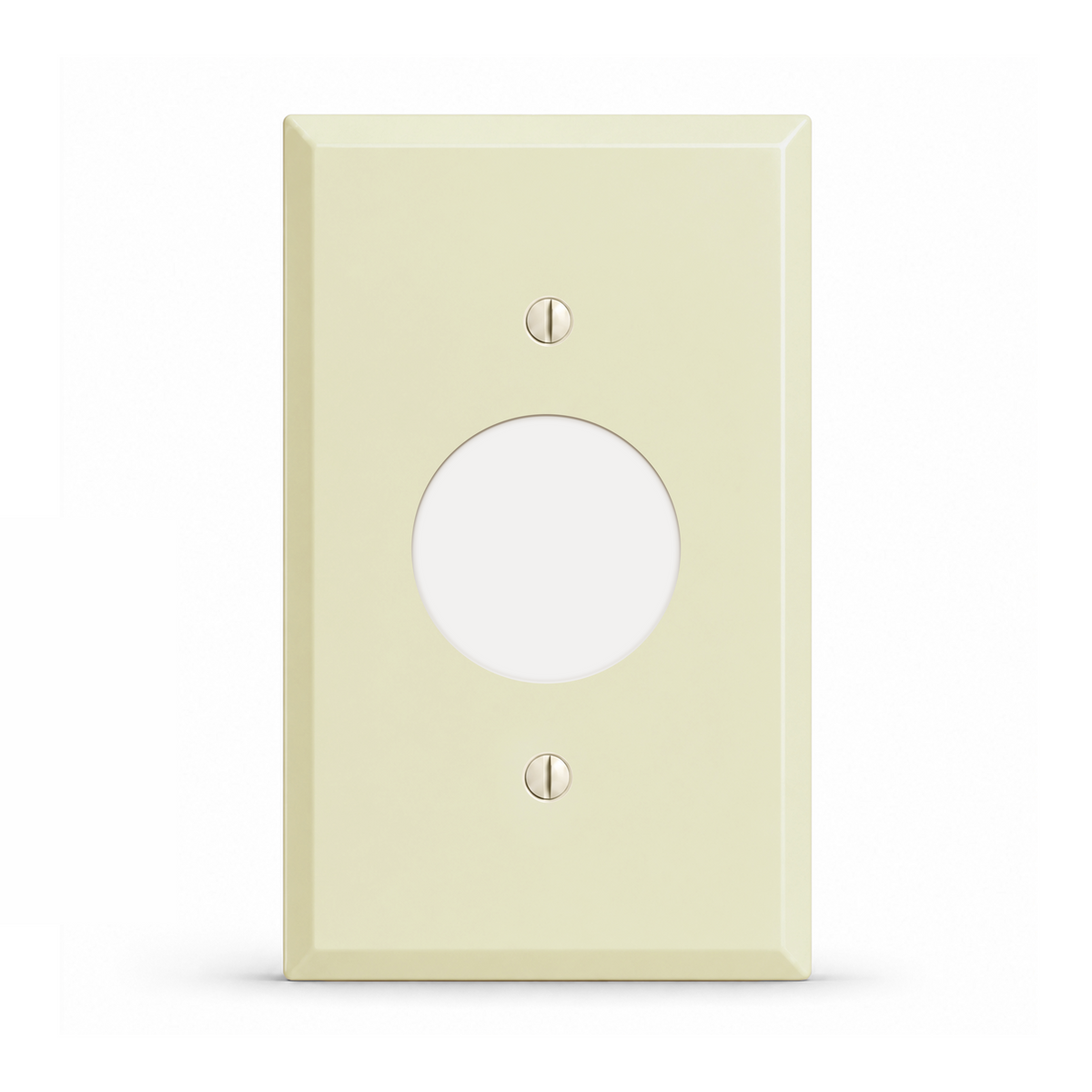 1-Gang, Standard Size, 1 Single Receptacle Opening, Ivory Semi-Gloss Finish, Painted Metal Wall Plate Outlet Cover - Made in USA
