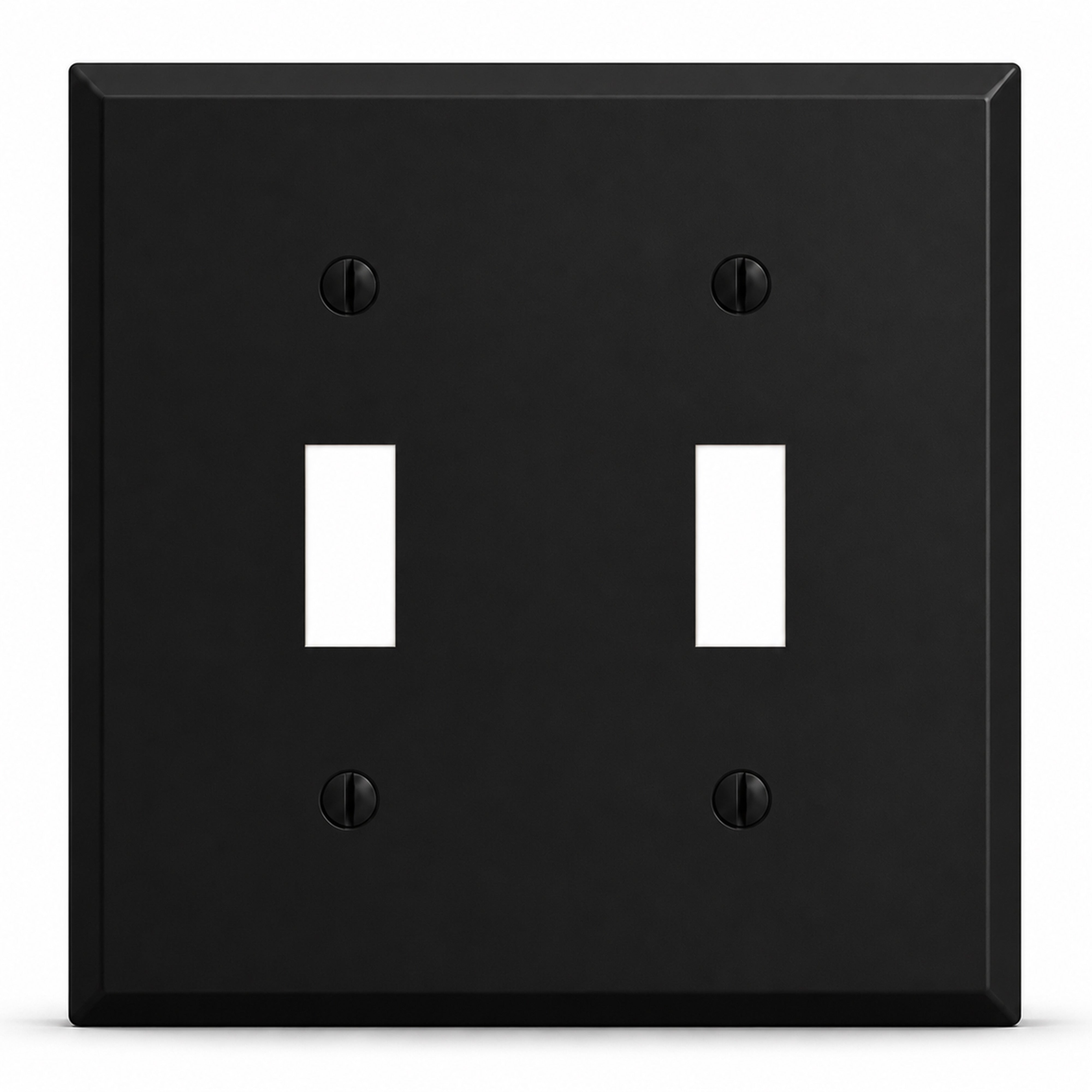 2 Gang toggle, standard size, Black painted metal wallplate