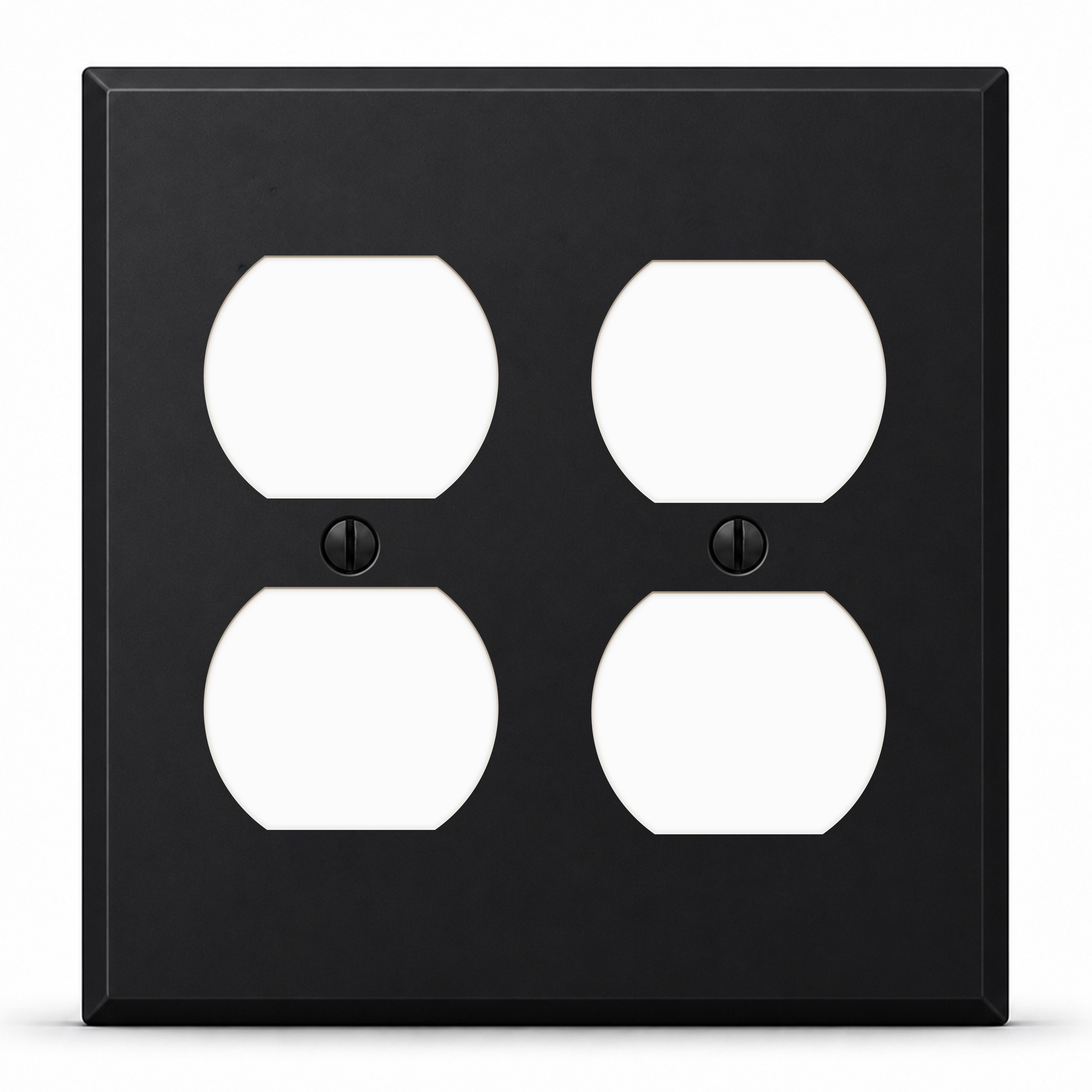2-Gang, Standard Size, 2 Duplex Receptacles, Black Matte Finish Wall Plate Outlet Cover -  Made in USA