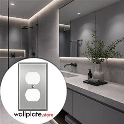 1-Gang, Deep Size, Duplex Opening, Metallic Finish, Metal Wall Plate Outlet Cover - Made in USA