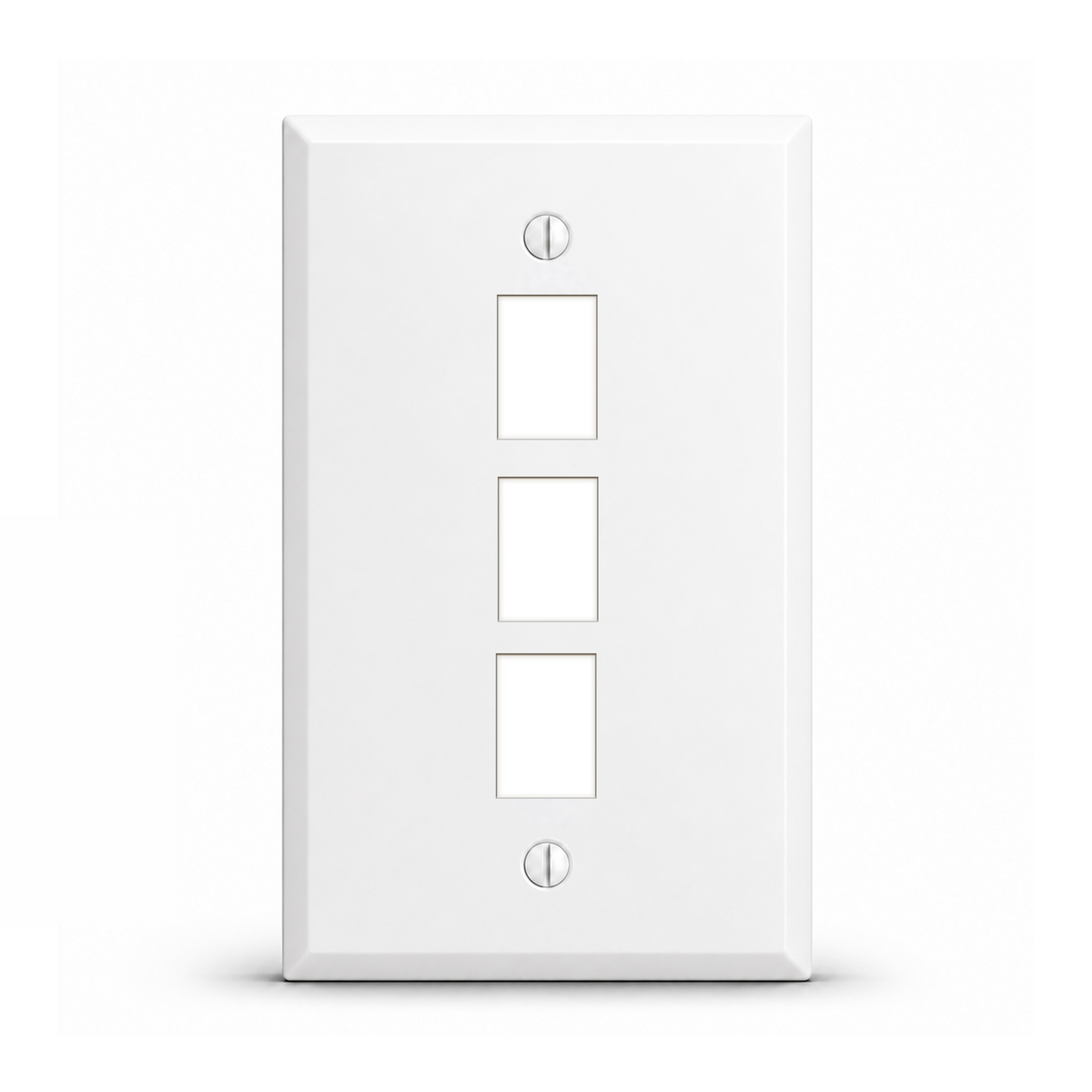 1-Gang, Standard Size, 3 RJ11 Telephone/Data Jack Openings, White Semi-Gloss Finish, Painted Metal Wall Plate Outlet Cover - Made in USA
