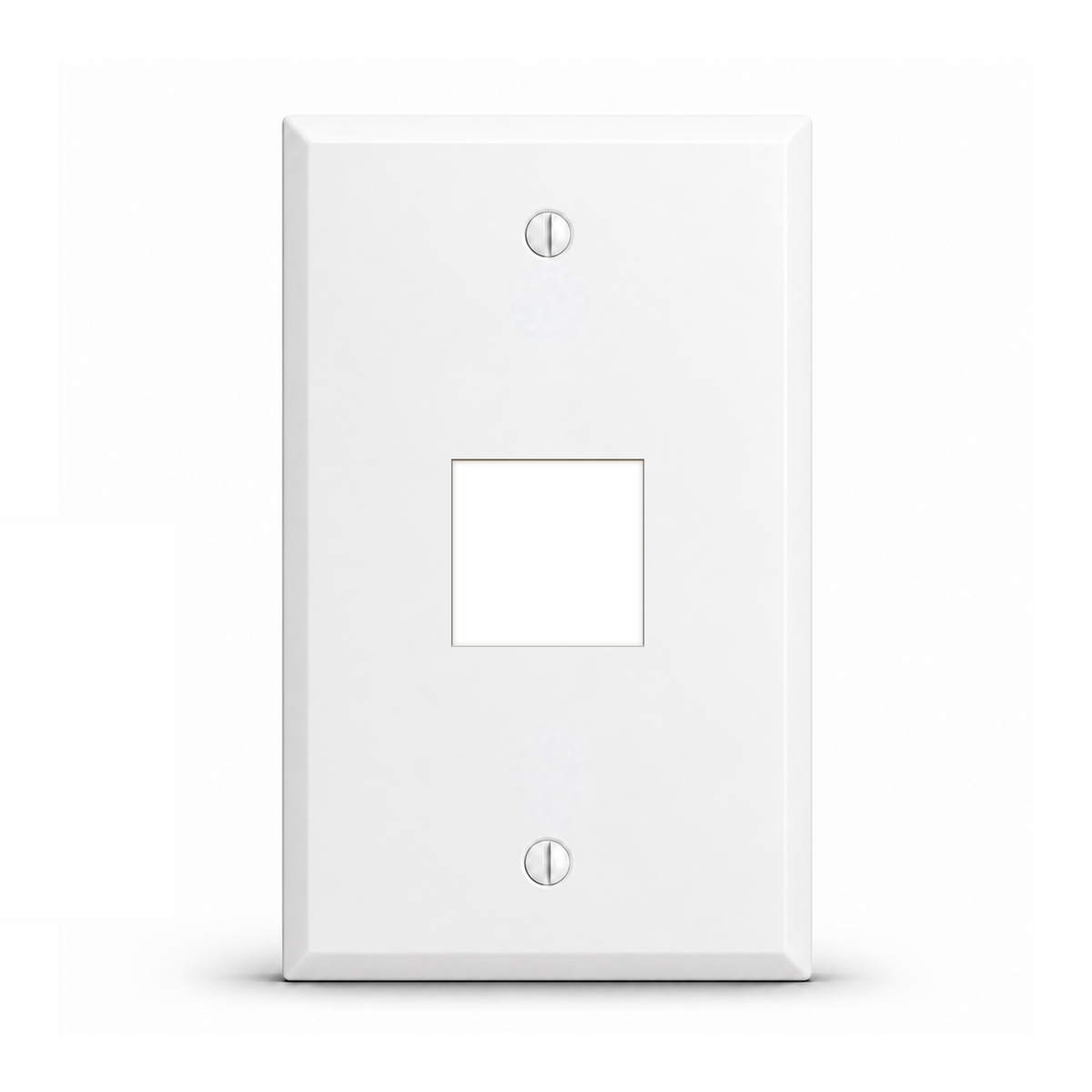 1-Gang, Standard Size, IBM Data Connector Cutout, White Semi-Gloss Finish, Painted Metal Wall Plate Outlet Cover - Made in USA