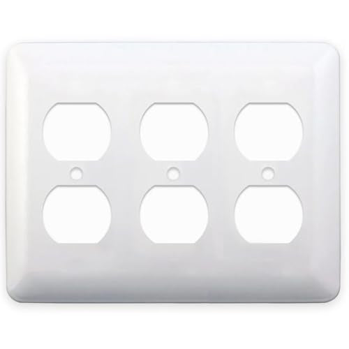 3-Gang Duplex, Princess Size, White Painted Metal Wallplate