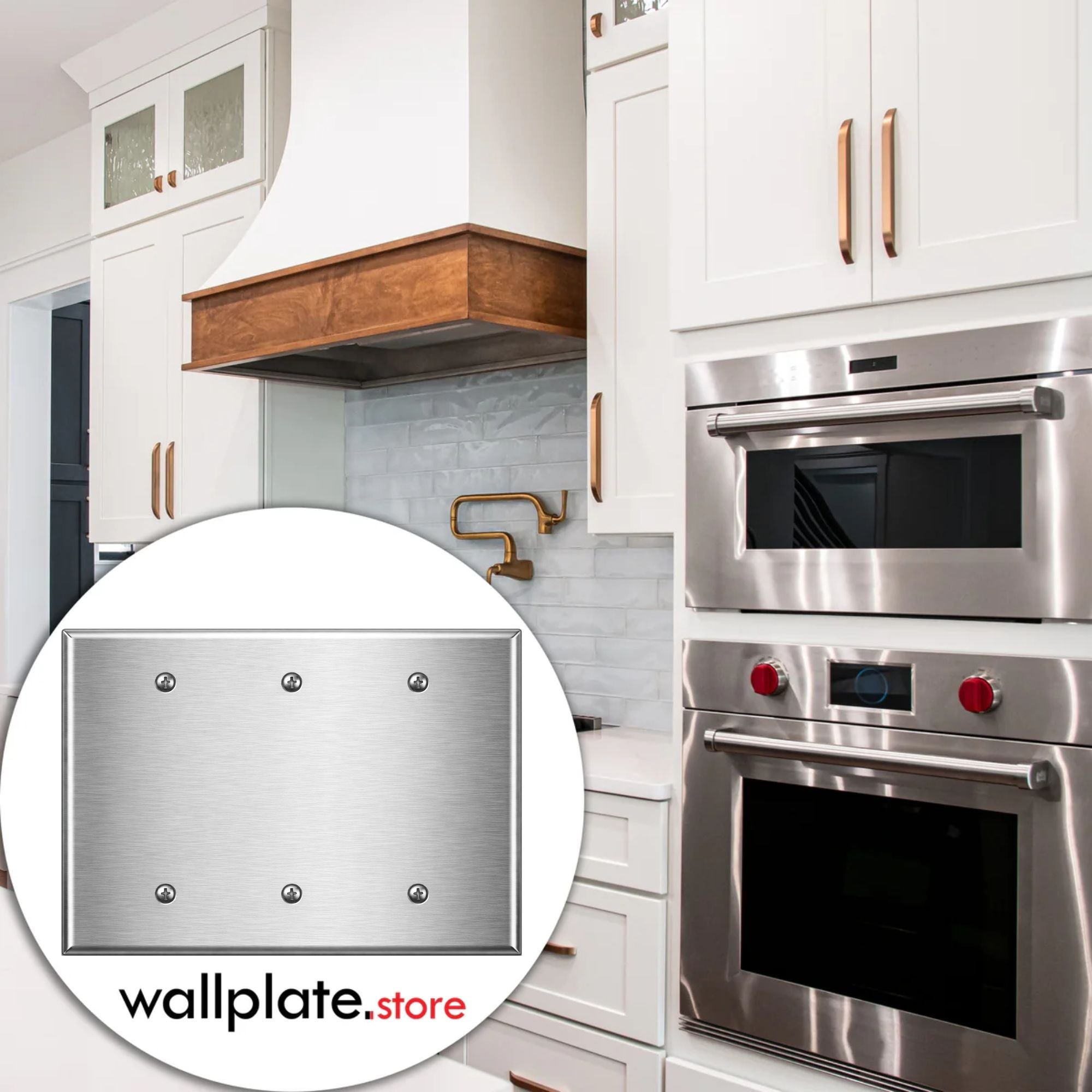 3-Gang Blank, Oversize, Stainless Steel Metallic Finish Wallplate