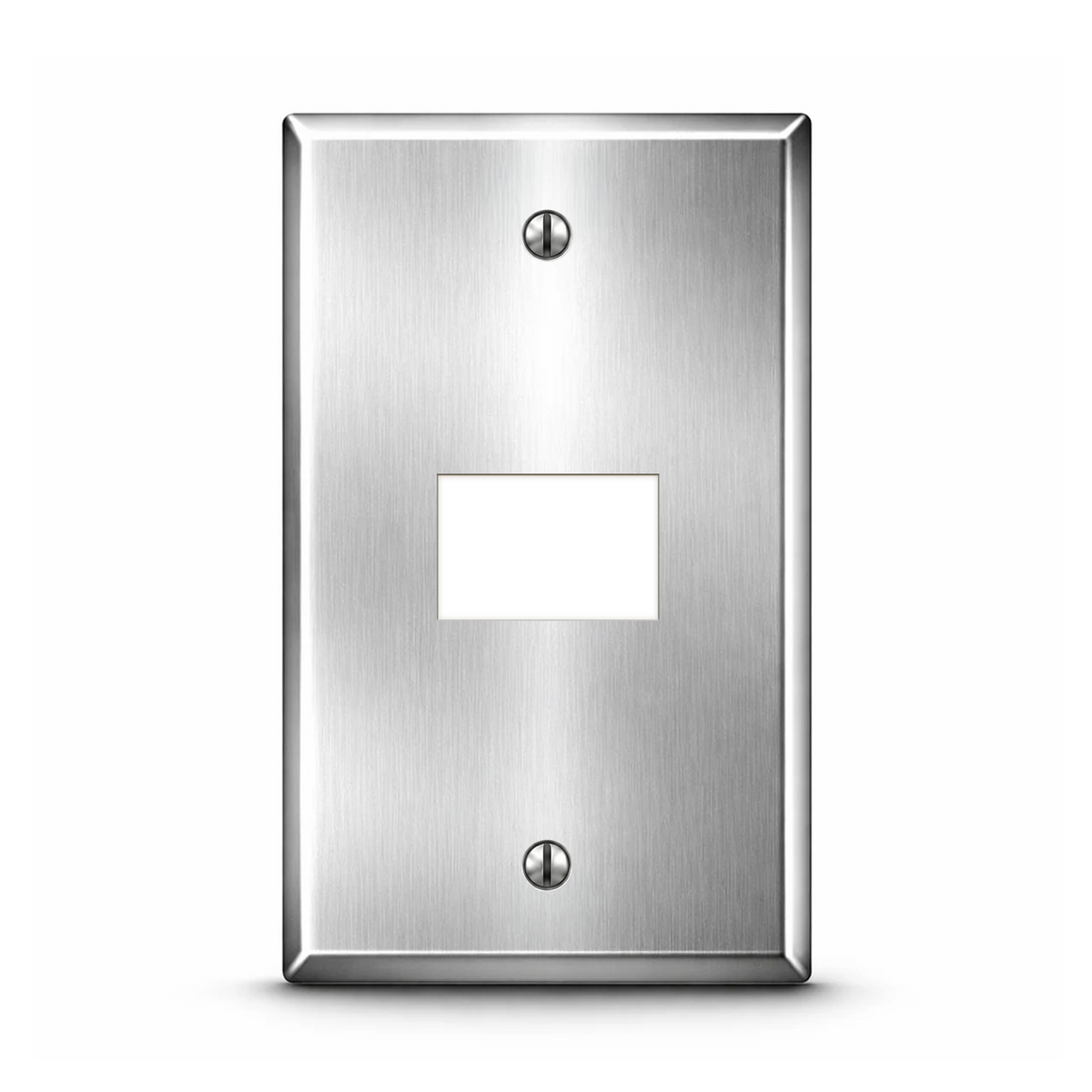 1-Gang, Standard Size, 1 Tandem 8-Wire Modular Connector Opening, Stainless Steel Satin Finish, Type 430 Stainless Steel Wall Plate Outlet Cover - Made in USA