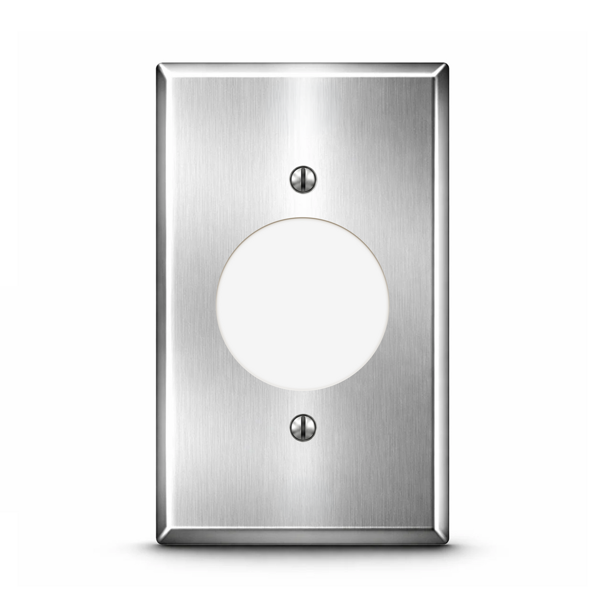 1-Gang, Standard Size, 1 20 Amp TL Round Receptacle Opening, Stainless Steel Type 430 Satin Finish, Stainless Steel Wall Plate Outlet Cover - Made in USA